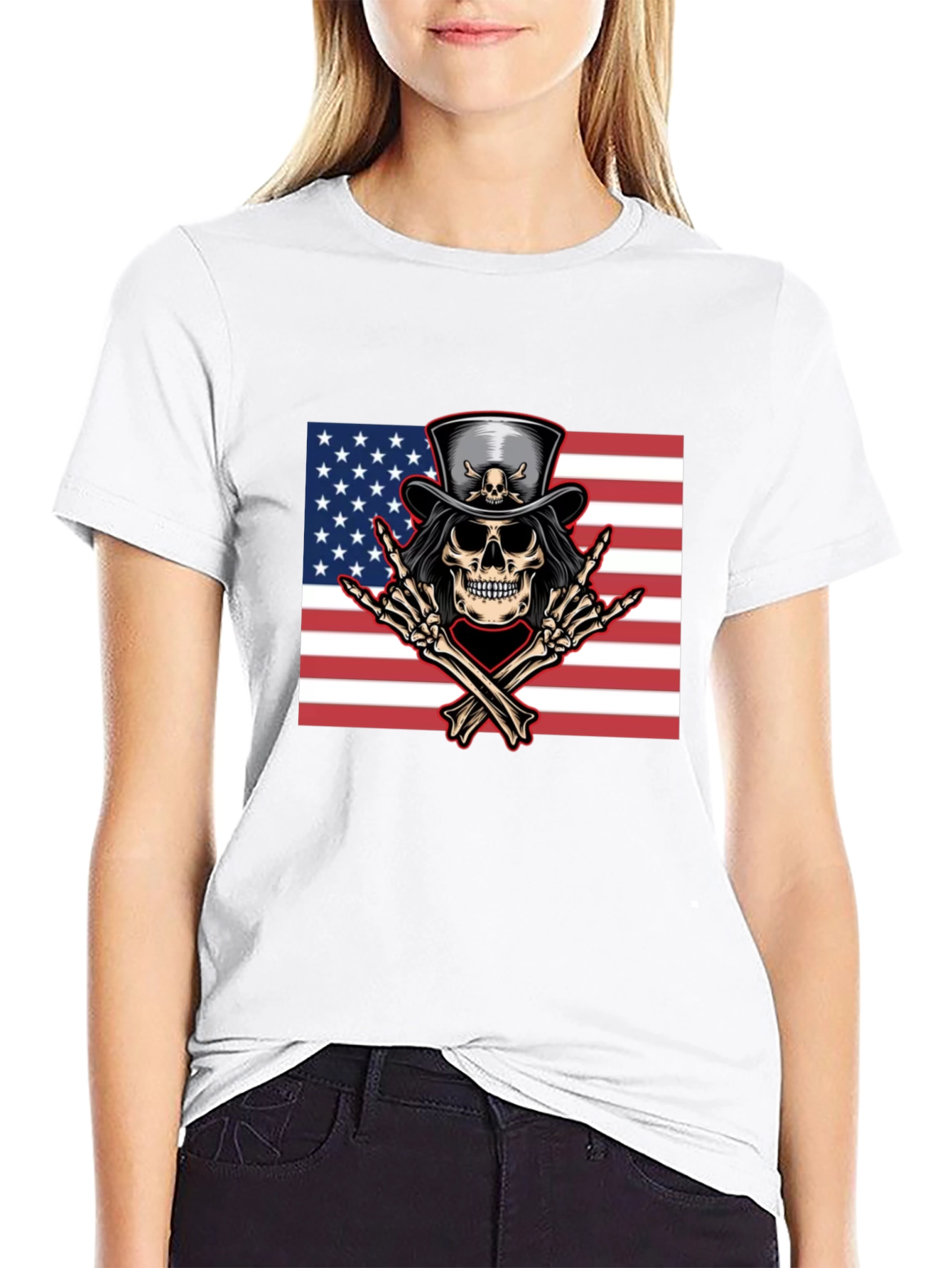 American Skull Rocker Tee - Black