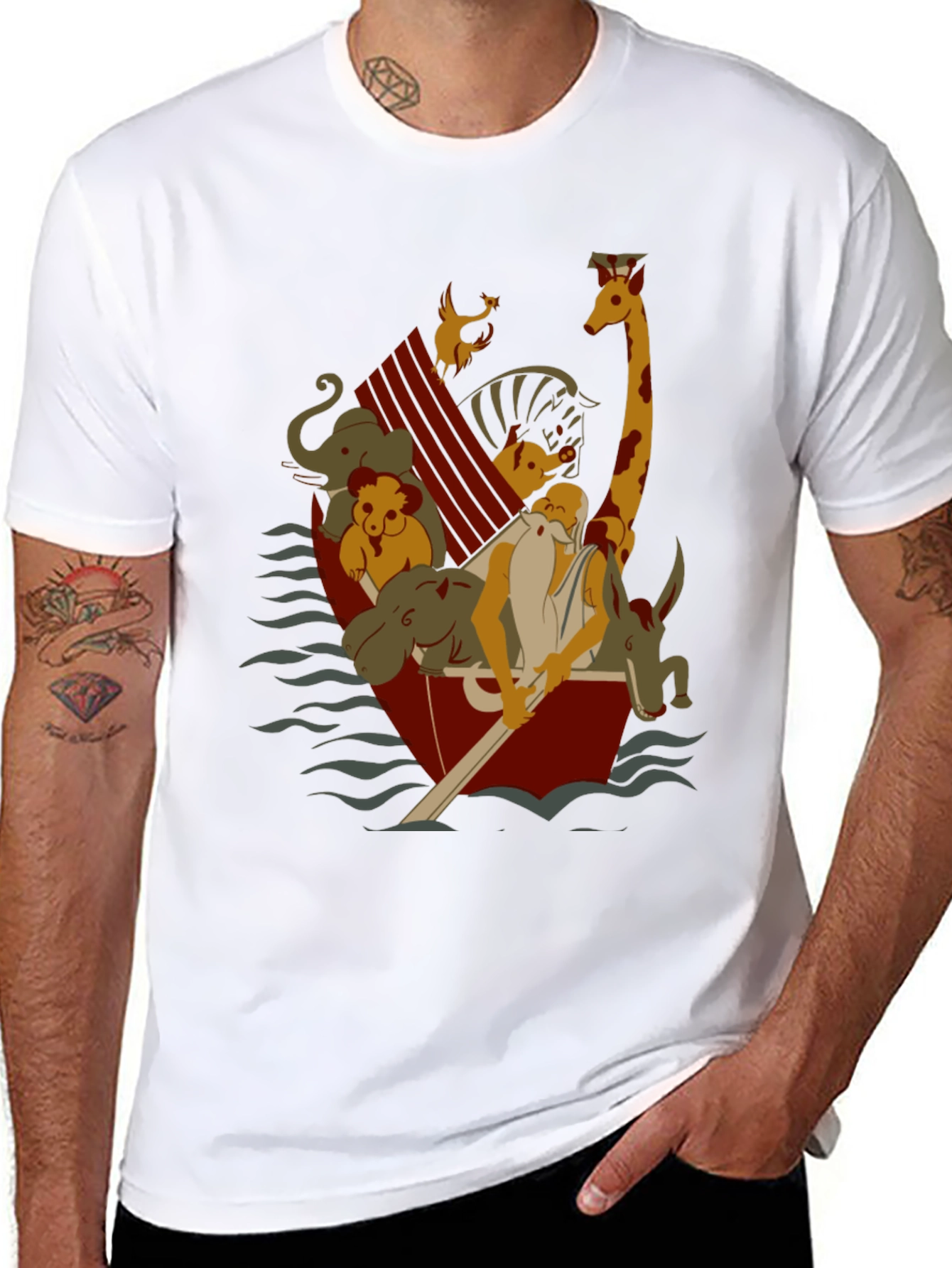 Noahs Ark Cartoon Graphic T-Shirt