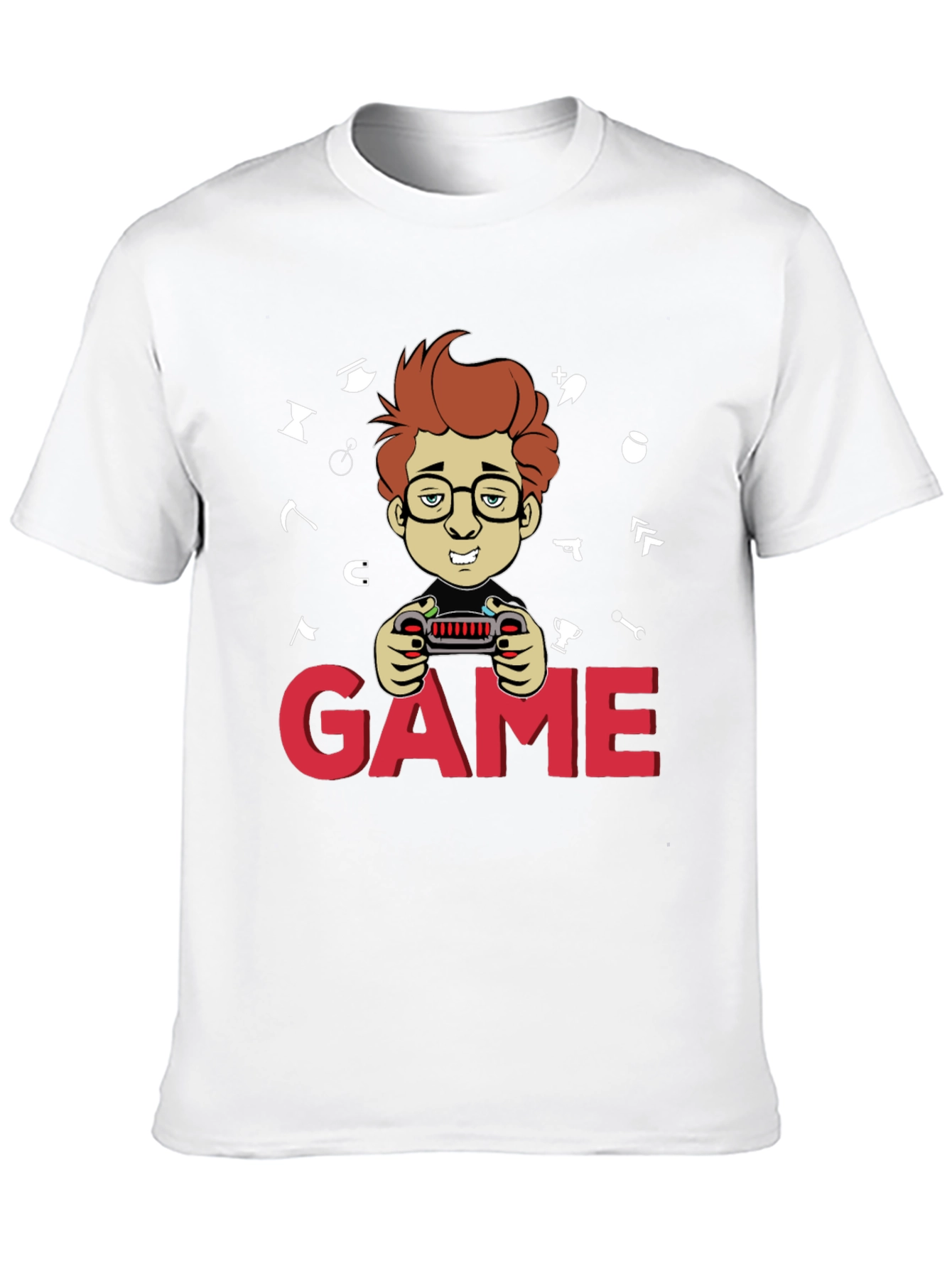 Gamer Cartoon Graphic Black T-Shirt