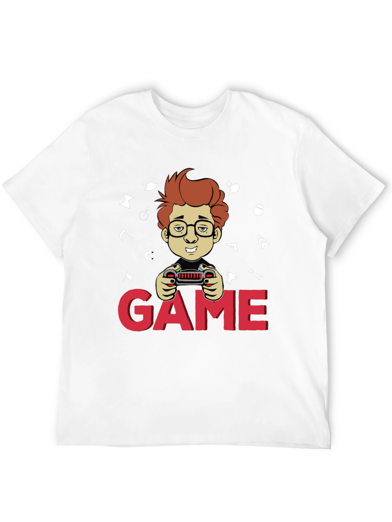 Gamer Cartoon Graphic Black T-Shirt