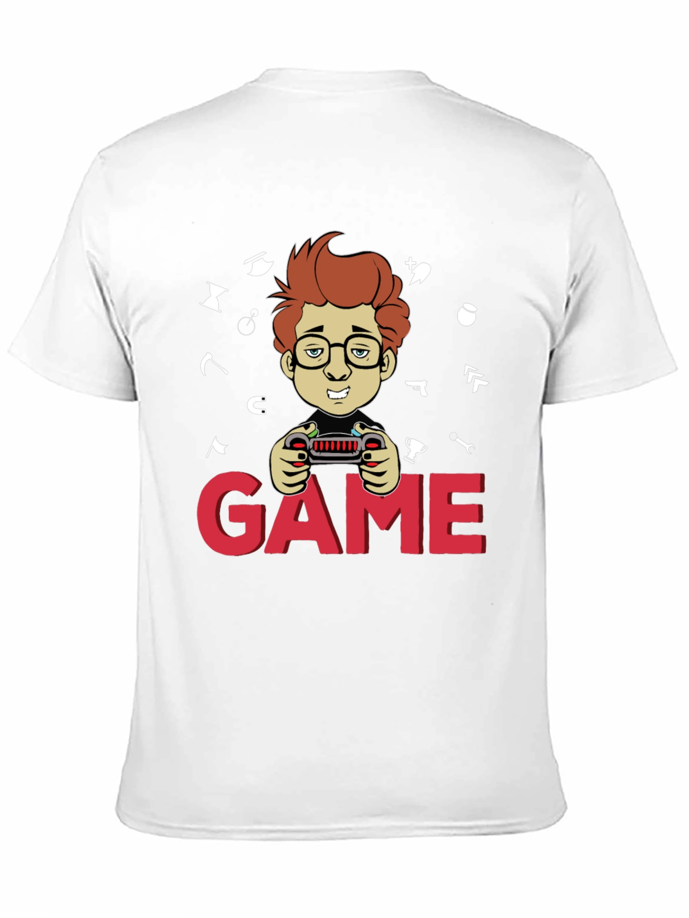 Gamer Cartoon Graphic Black T-Shirt