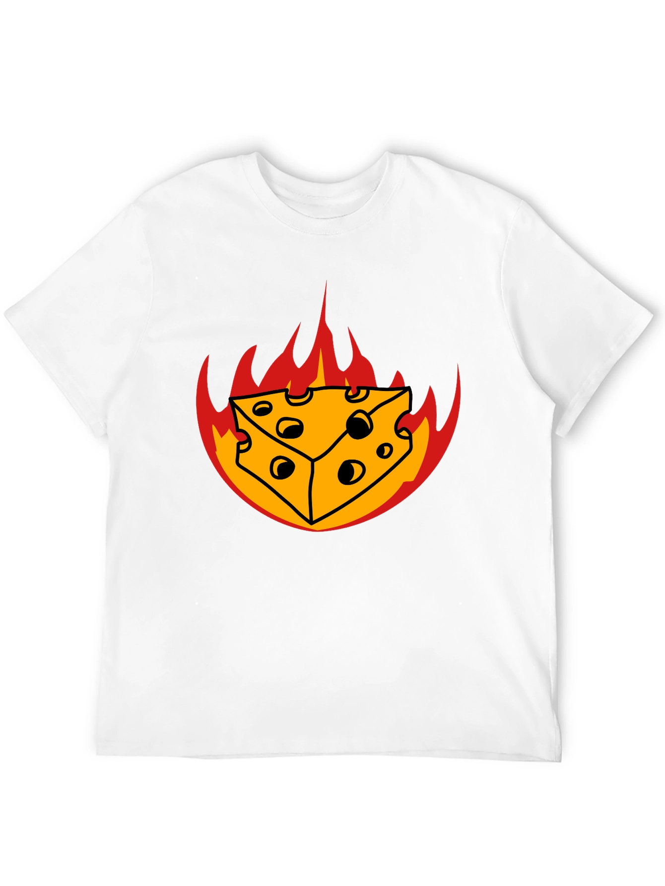 Fiery Cheese Graphic Tee - Black Cotton T-Shirt