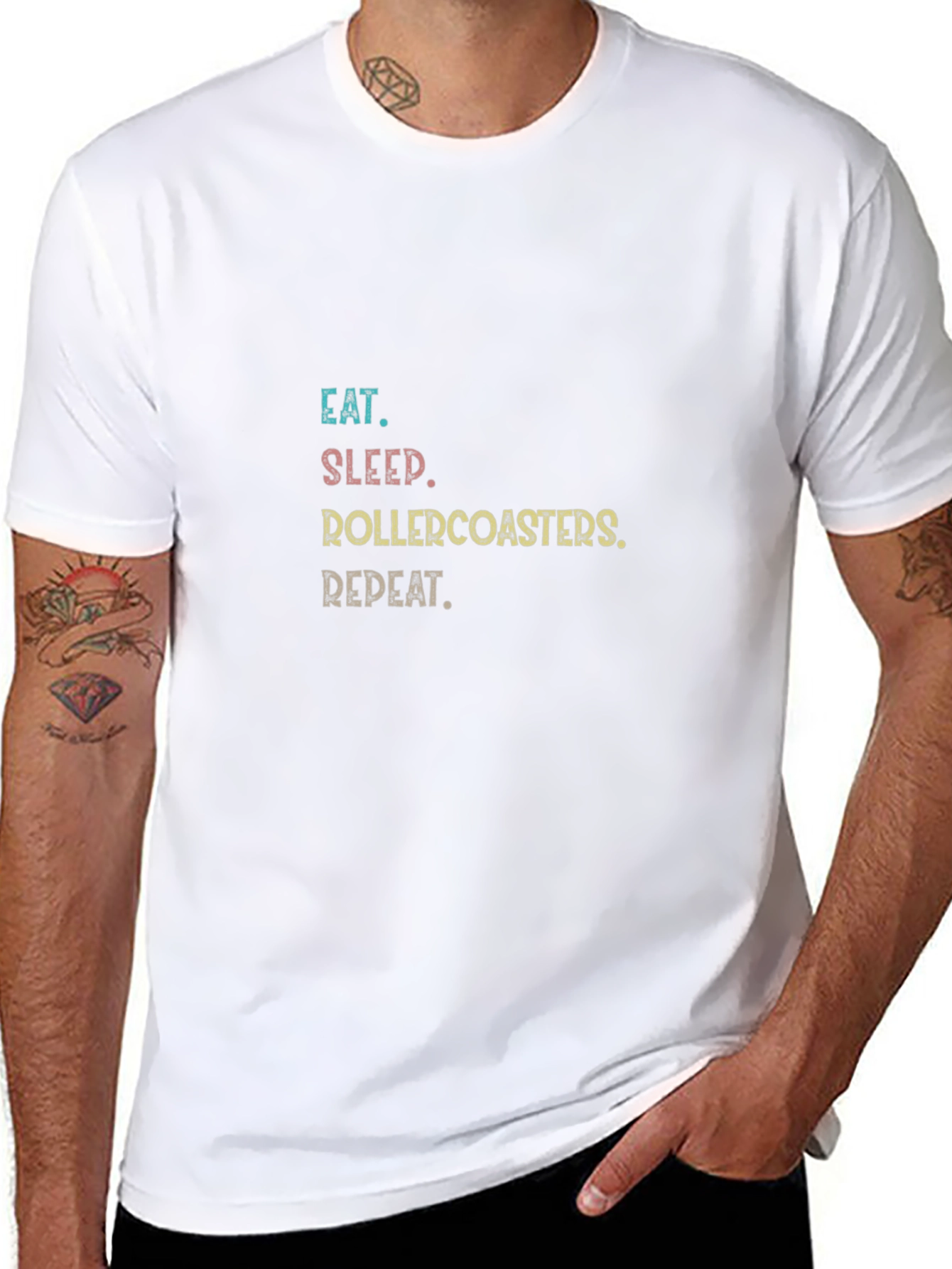 Eat Sleep Rollercoasters Repeat Graphic Tee