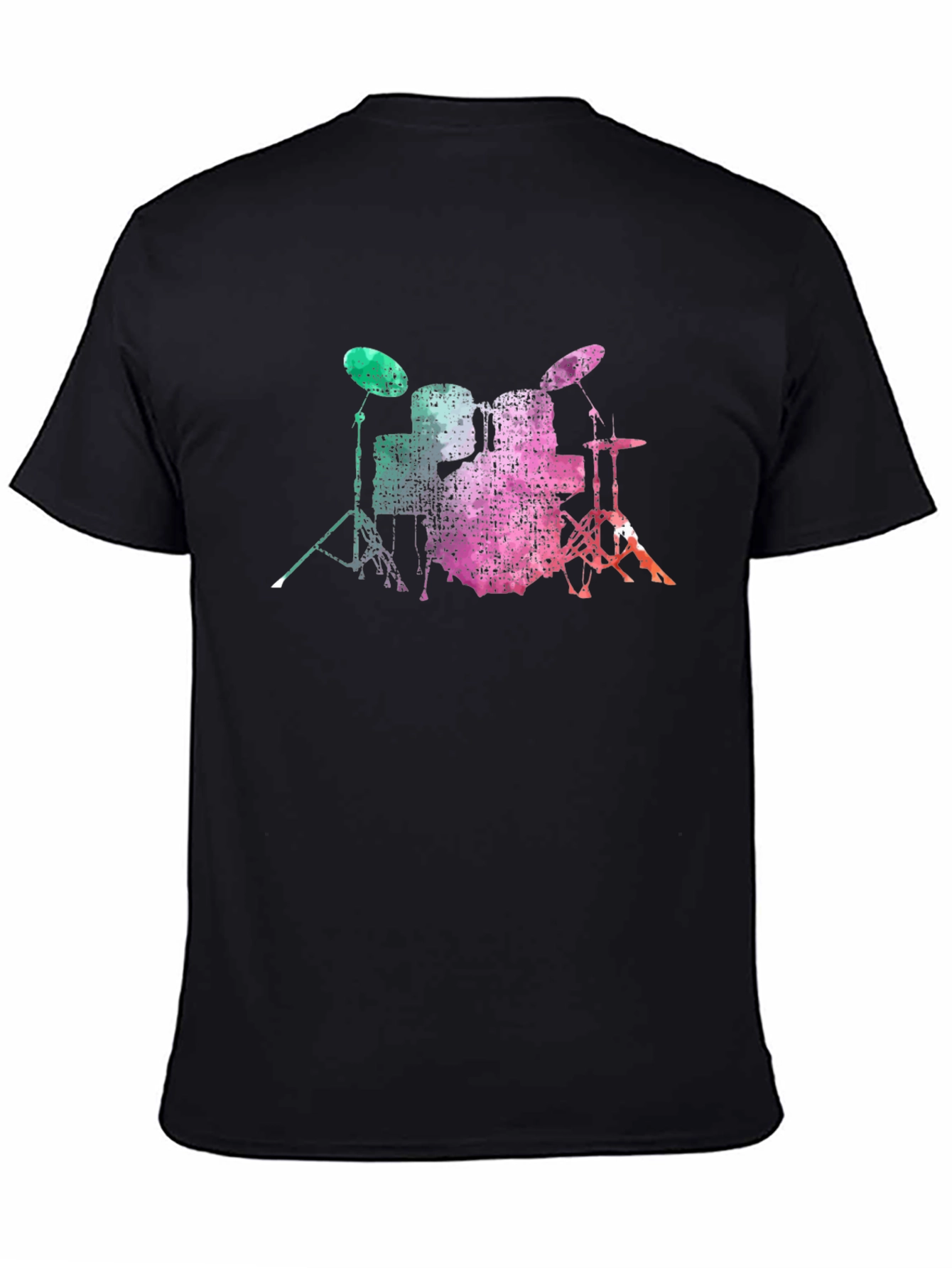 Drum Set Graphic Tee - Black Cotton T-Shirt