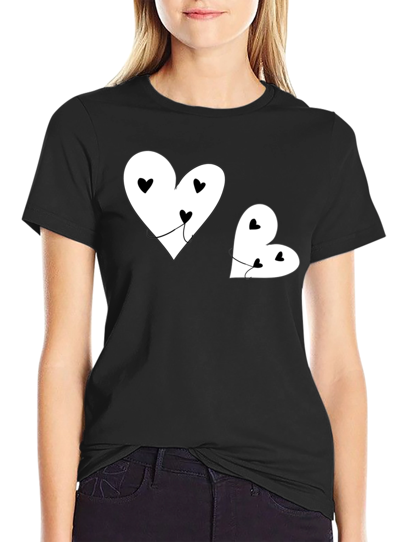 Heart Balloon Graphic Tee - Black Casual Shirt