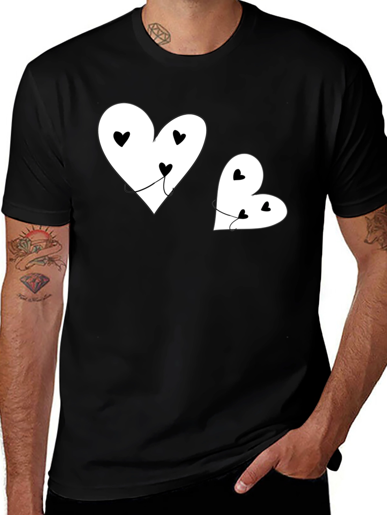 Heart Balloon Graphic Tee - Black Casual Shirt