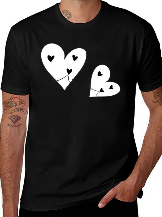 Heart Balloon Graphic Tee - Black Casual Shirt