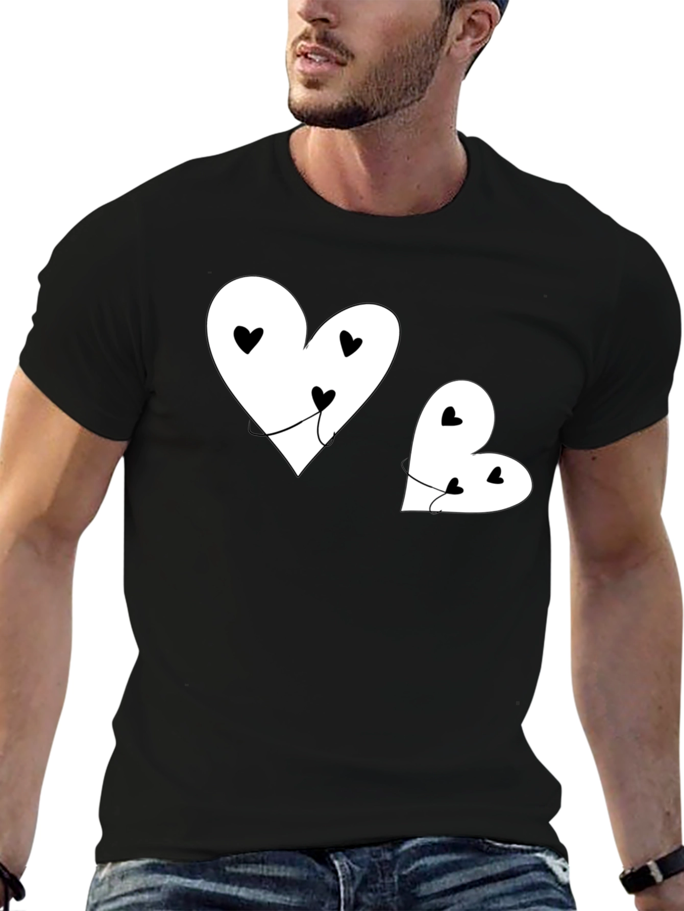 Heart Balloon Graphic Tee - Black Casual Shirt