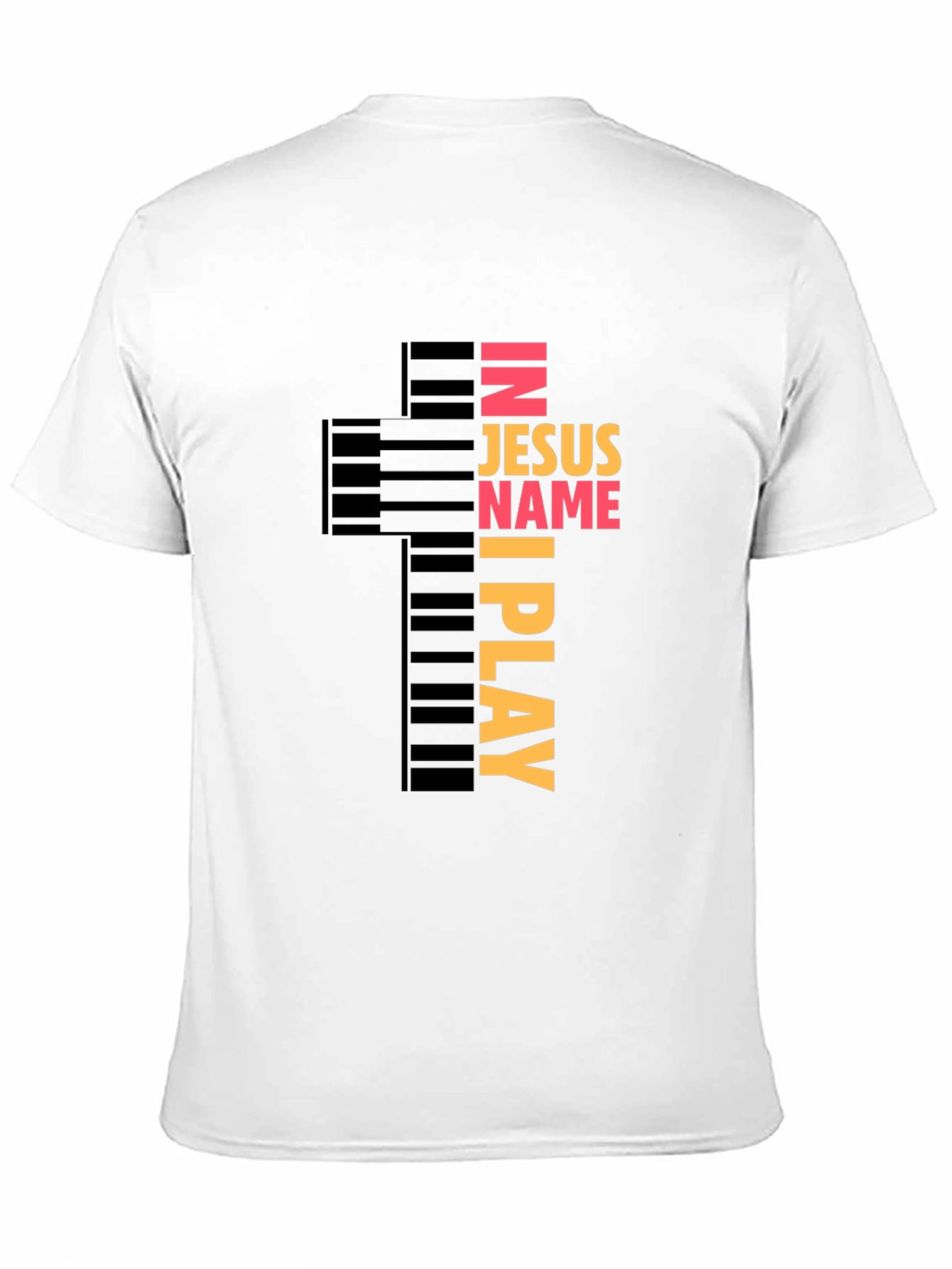 In Jesus Name I Play Piano Cross Graphic Tee