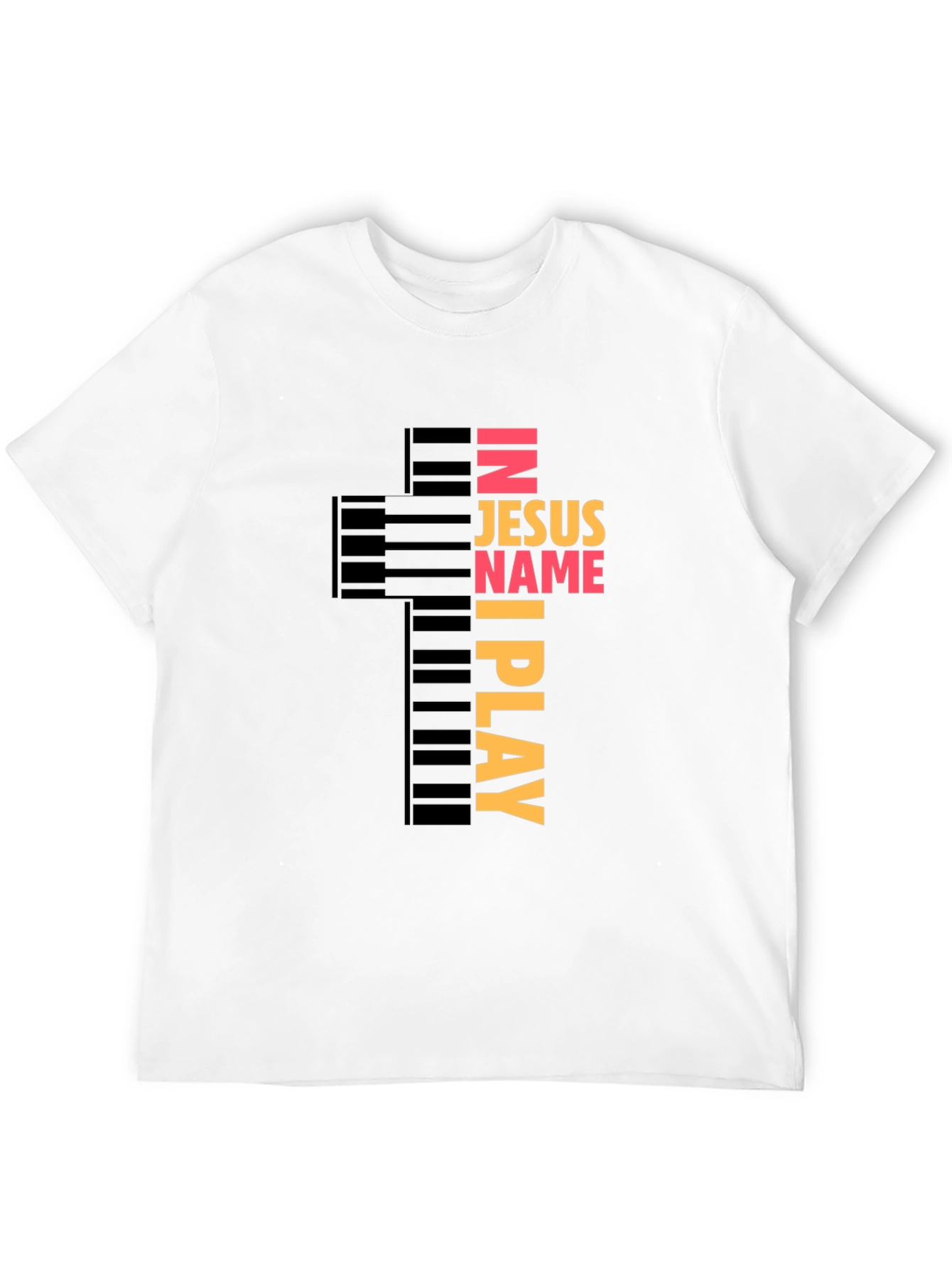 In Jesus Name I Play Piano Cross Graphic Tee