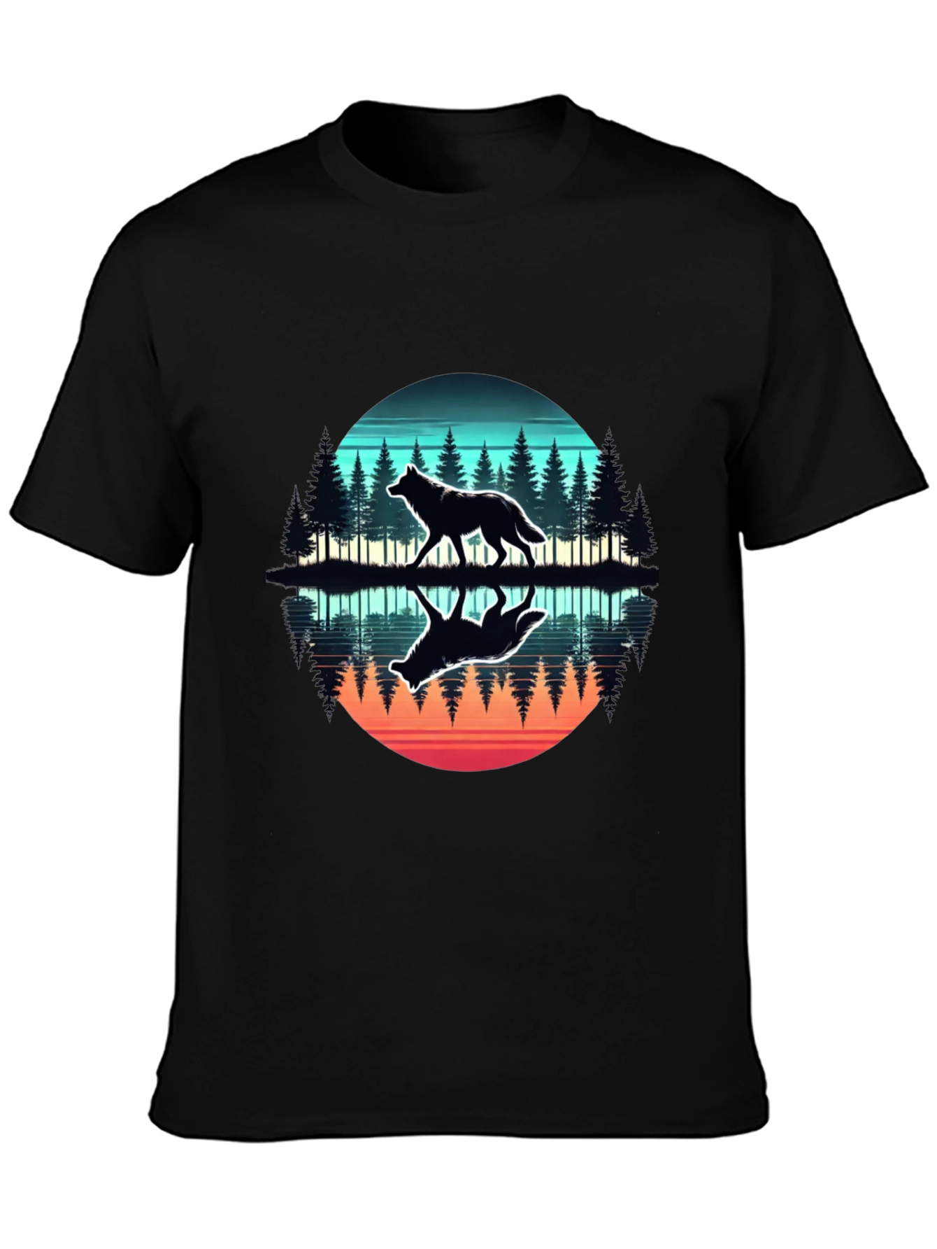 Wolf Reflection Graphic Tee - Nature Lovers T-Shirt