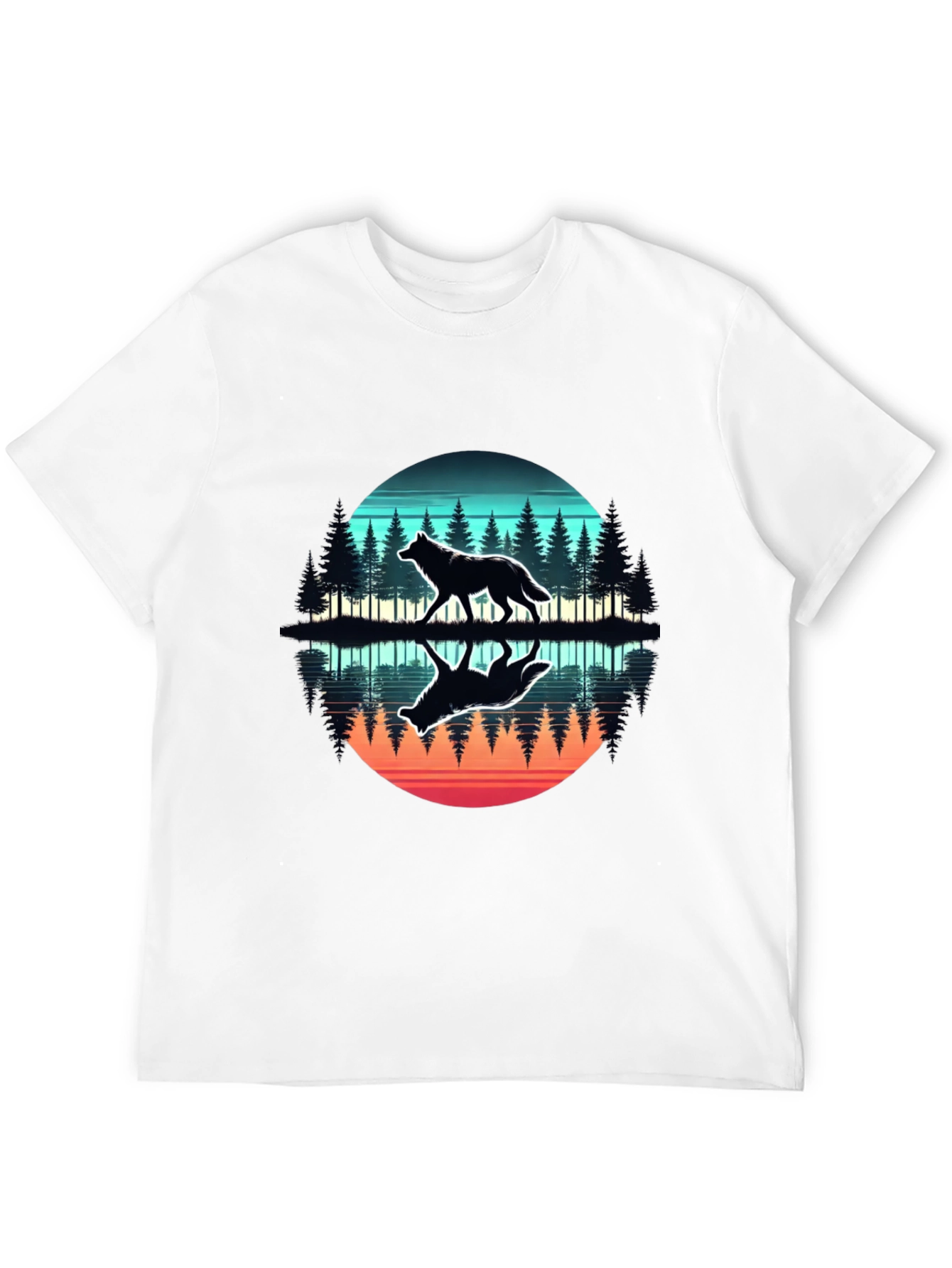 Wolf Reflection Graphic Tee - Nature Lovers T-Shirt