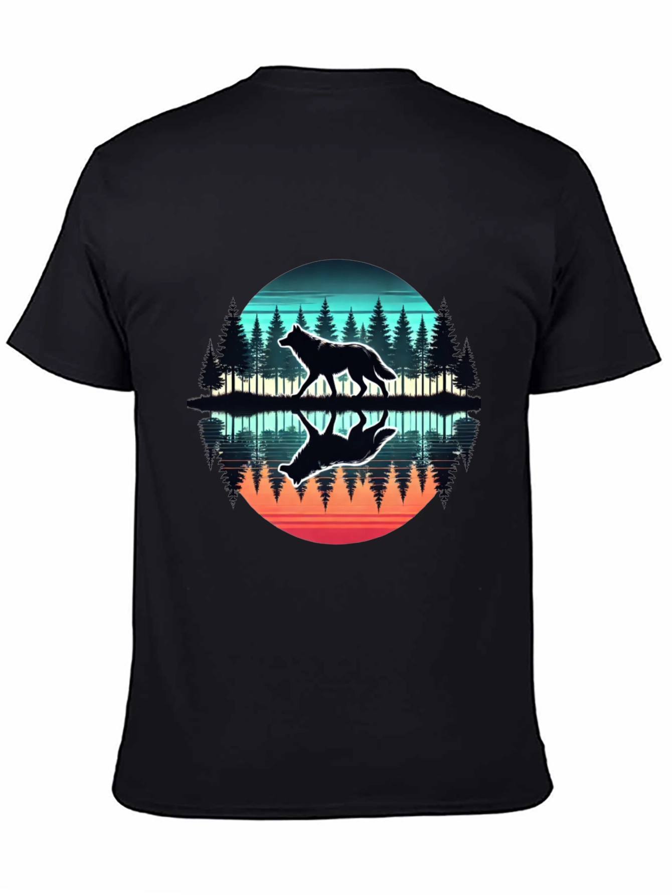 Wolf Reflection Graphic Tee - Nature Lovers T-Shirt