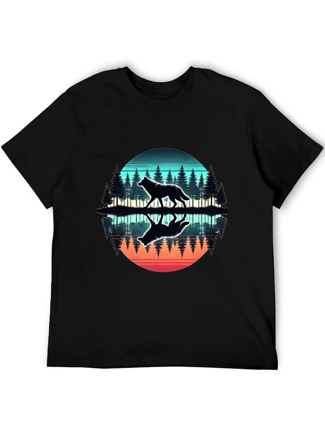 Wolf Reflection Graphic Tee - Nature Lovers T-Shirt