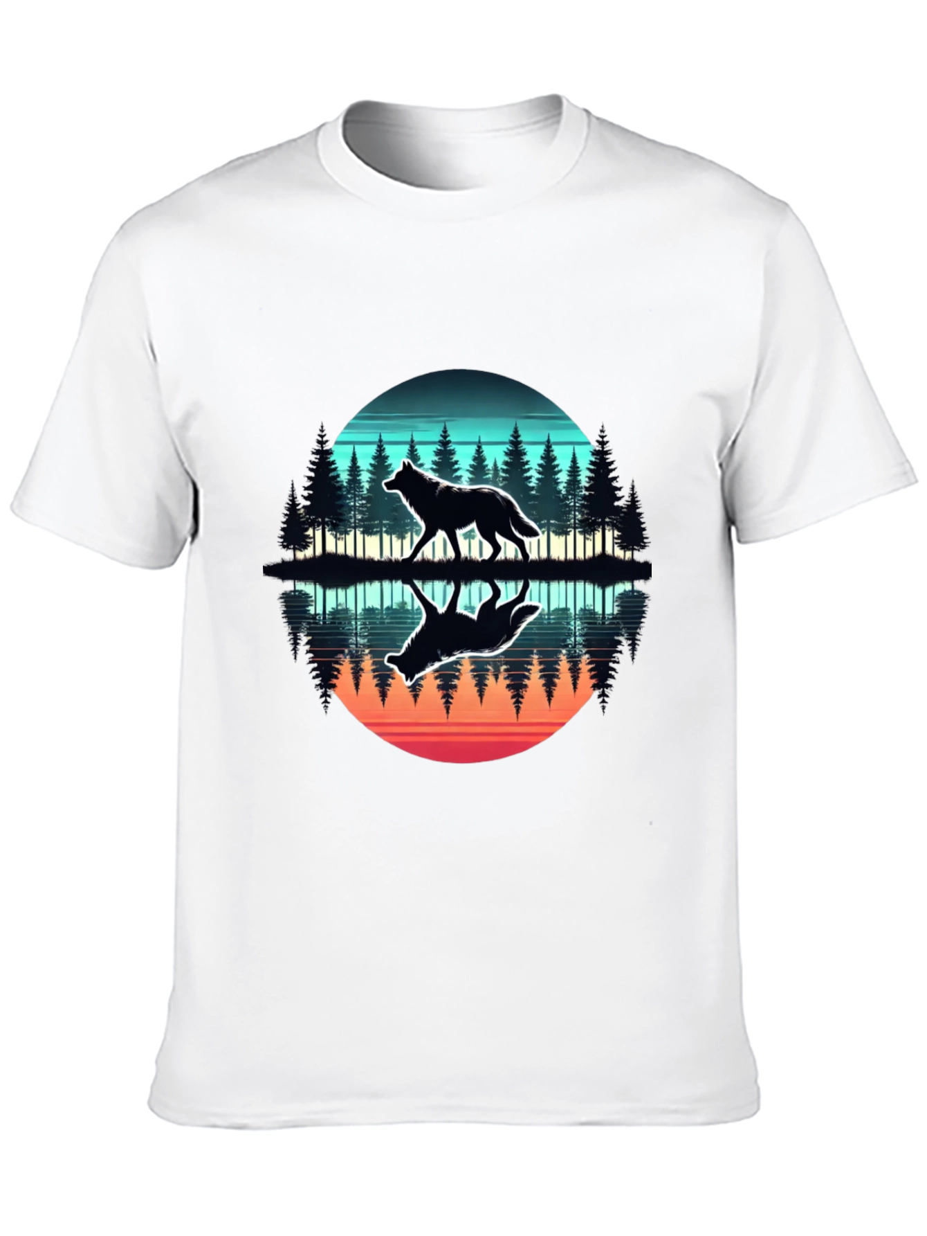 Wolf Reflection Graphic Tee - Nature Lovers T-Shirt