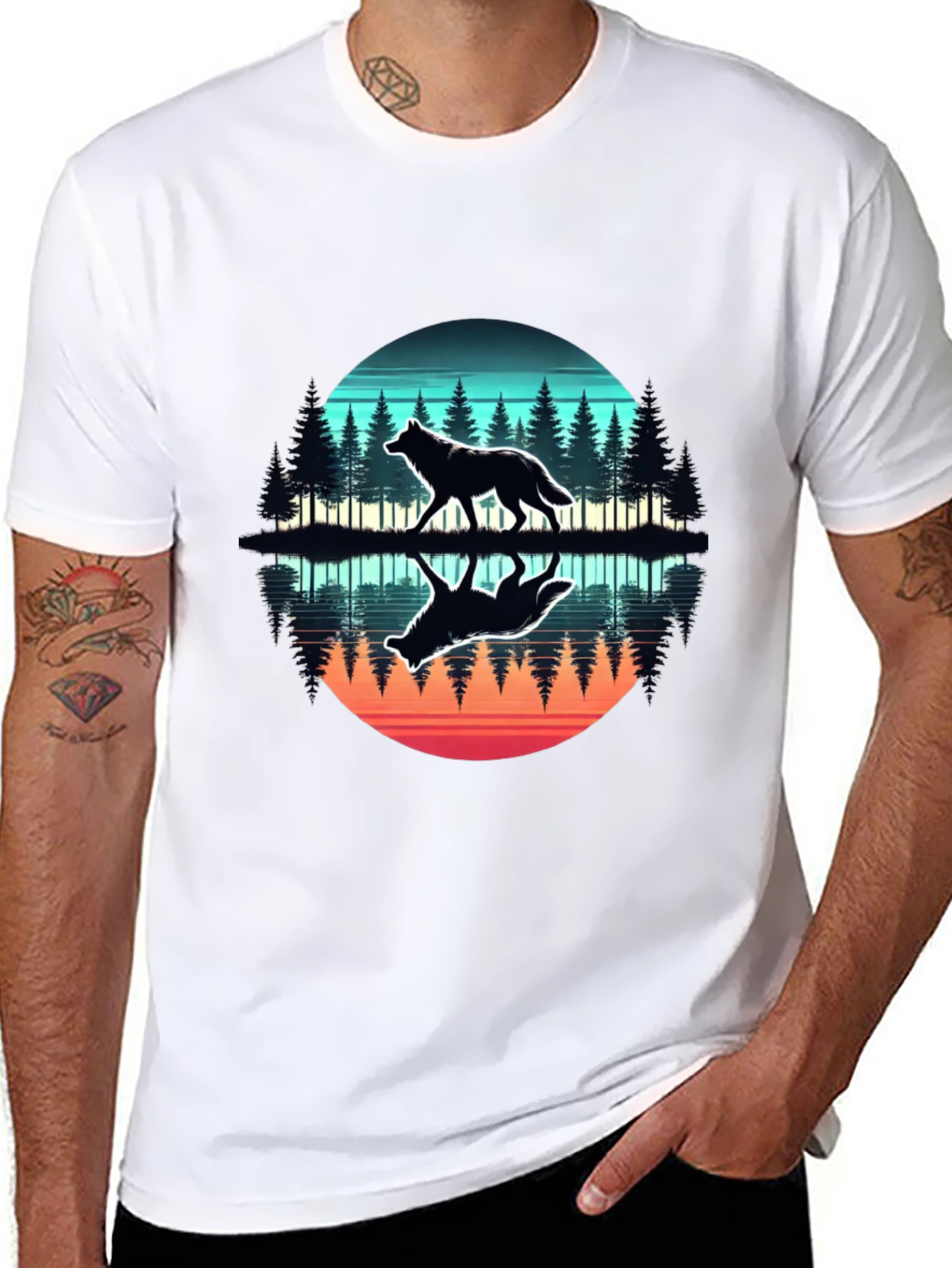 Wolf Reflection Graphic Tee - Nature Lovers T-Shirt