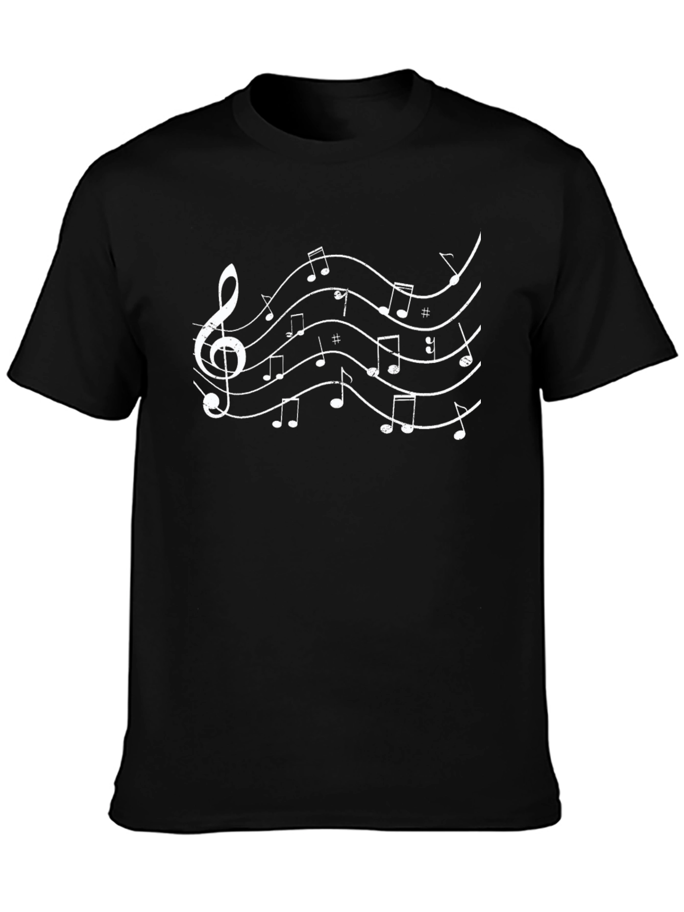 Musical Notes Graphic Black T-Shirt