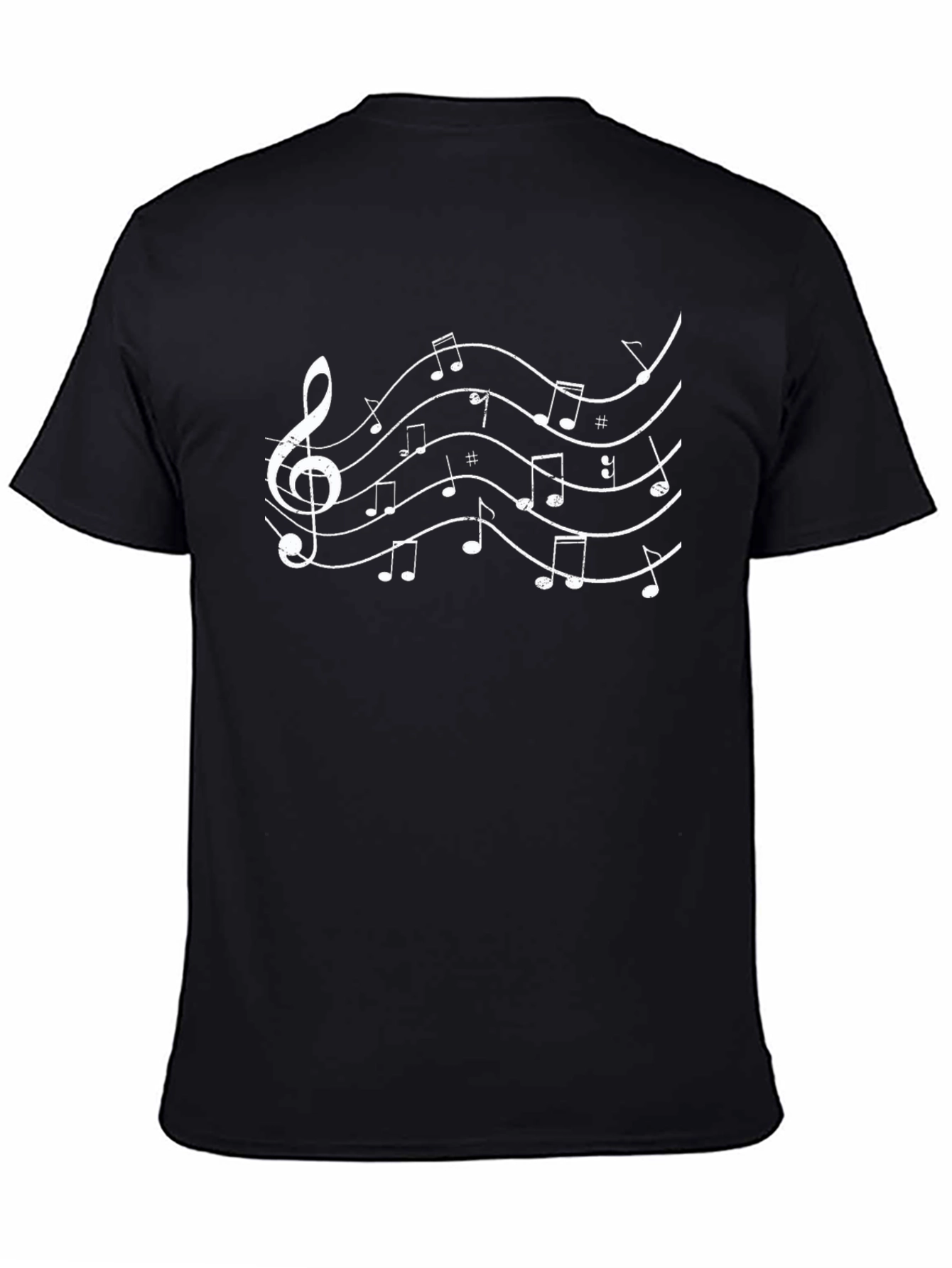 Musical Notes Graphic Black T-Shirt