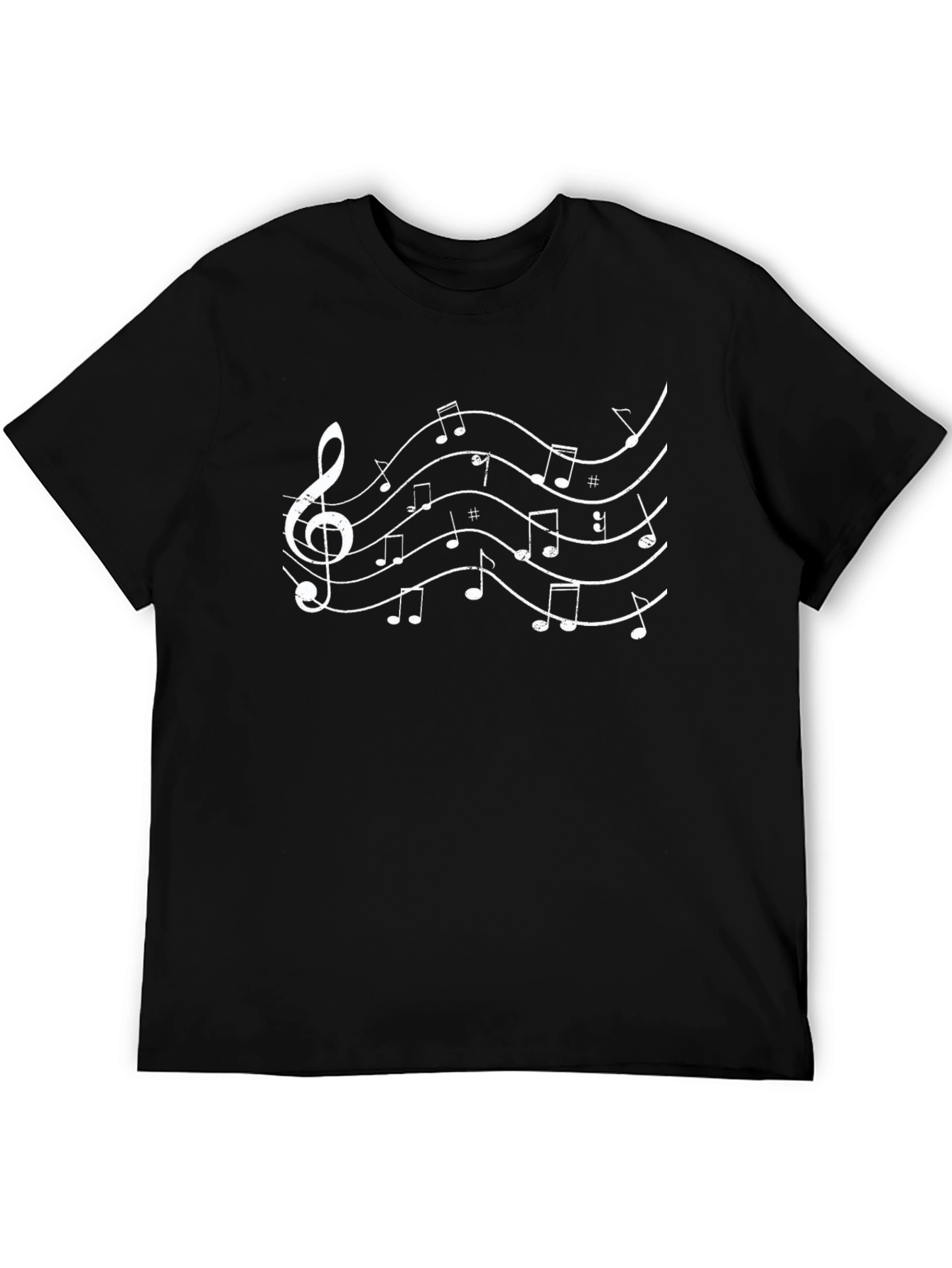 Musical Notes Graphic Black T-Shirt