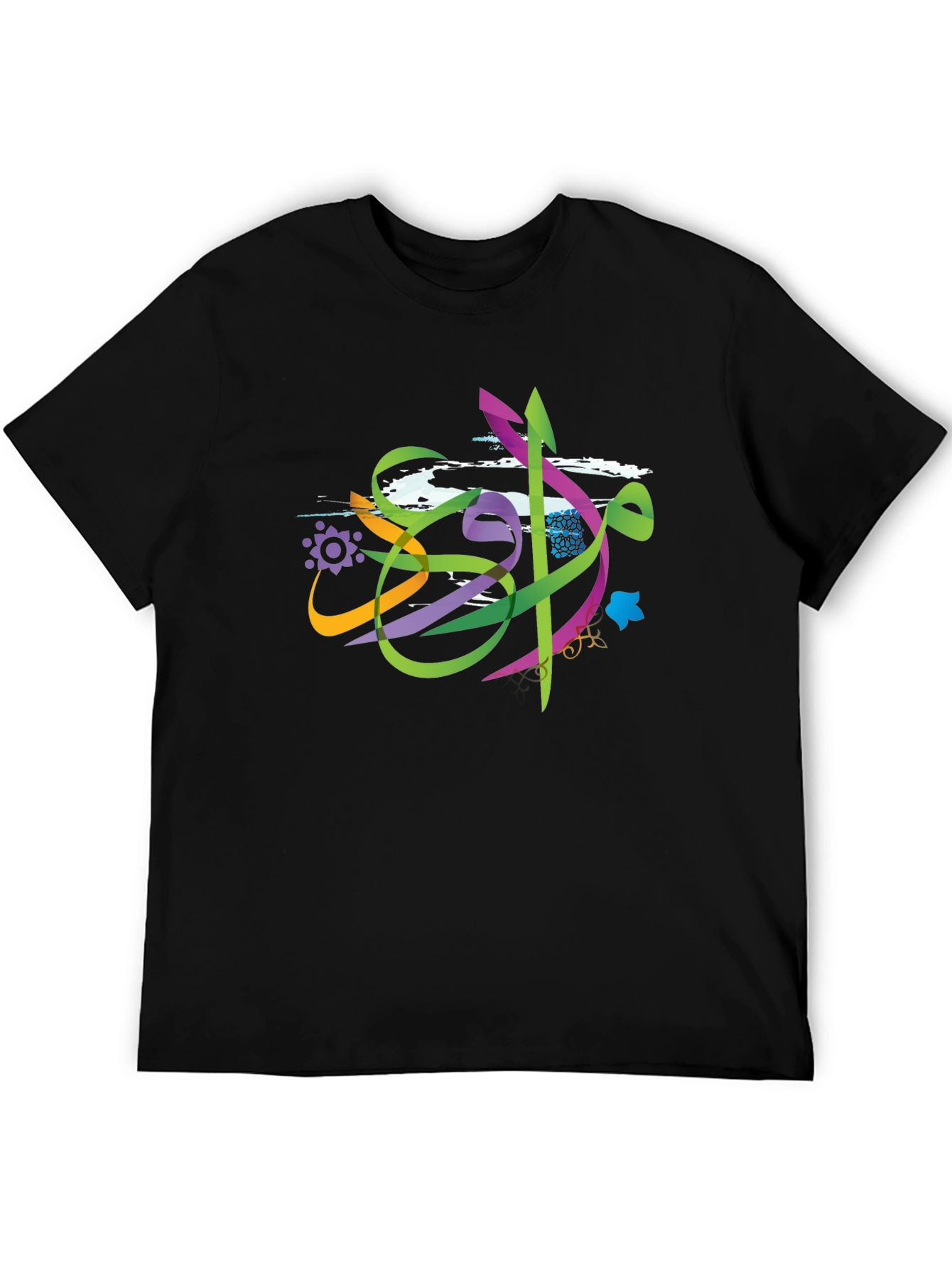 Abstract Art Graphic Print Mens Black T-Shirt