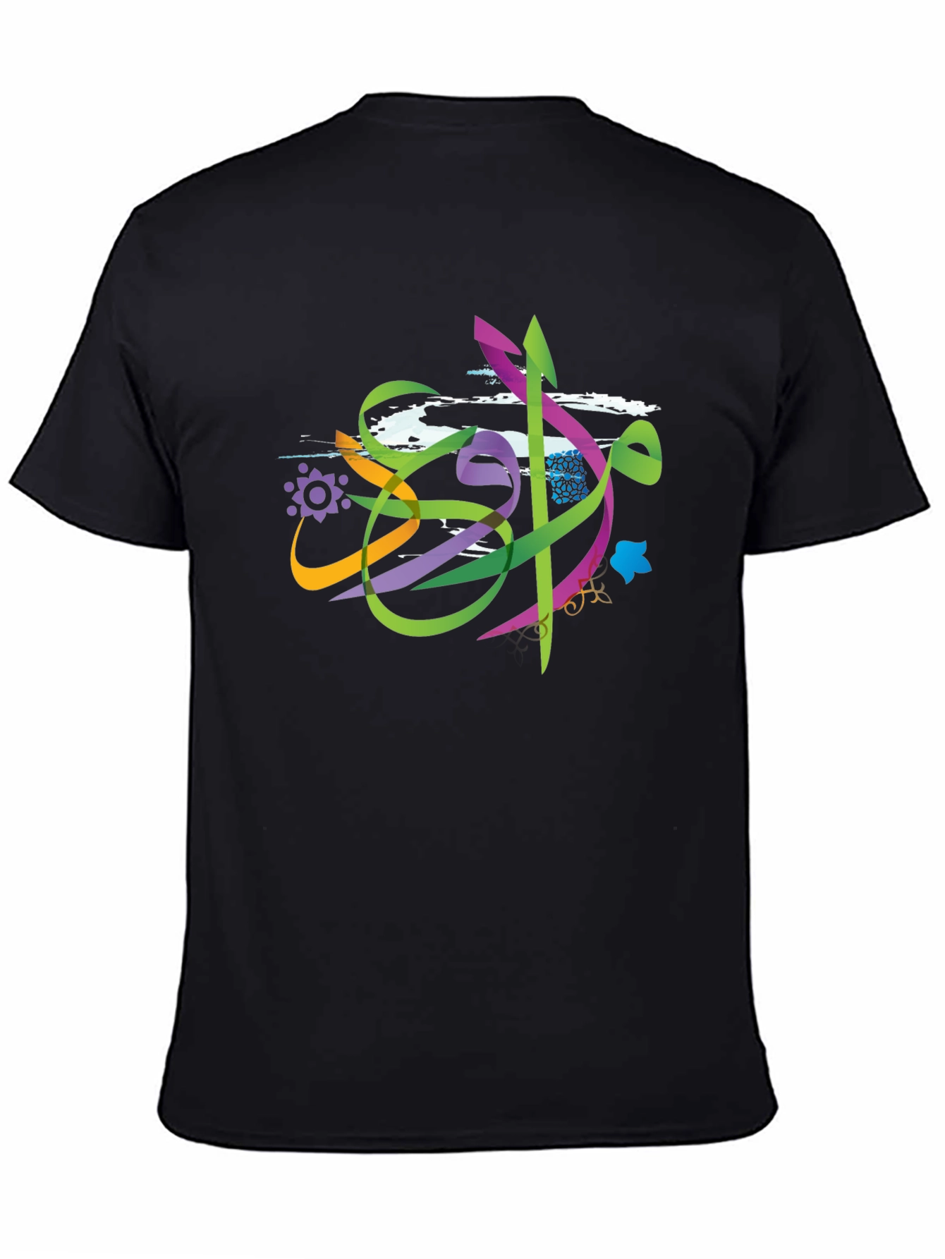 Abstract Art Graphic Print Mens Black T-Shirt