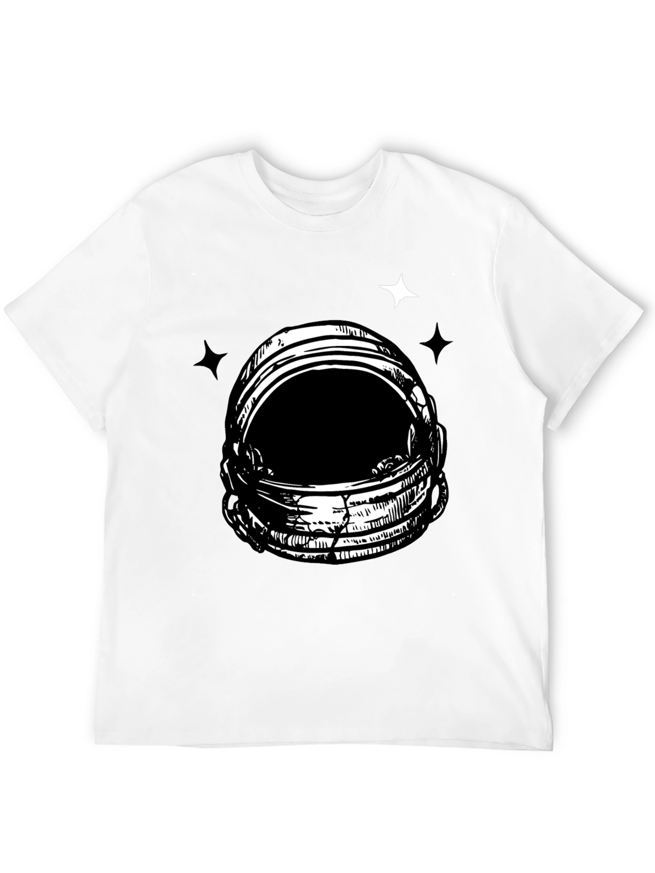 Astronaut Helmet Graphic Tee - Black Cotton