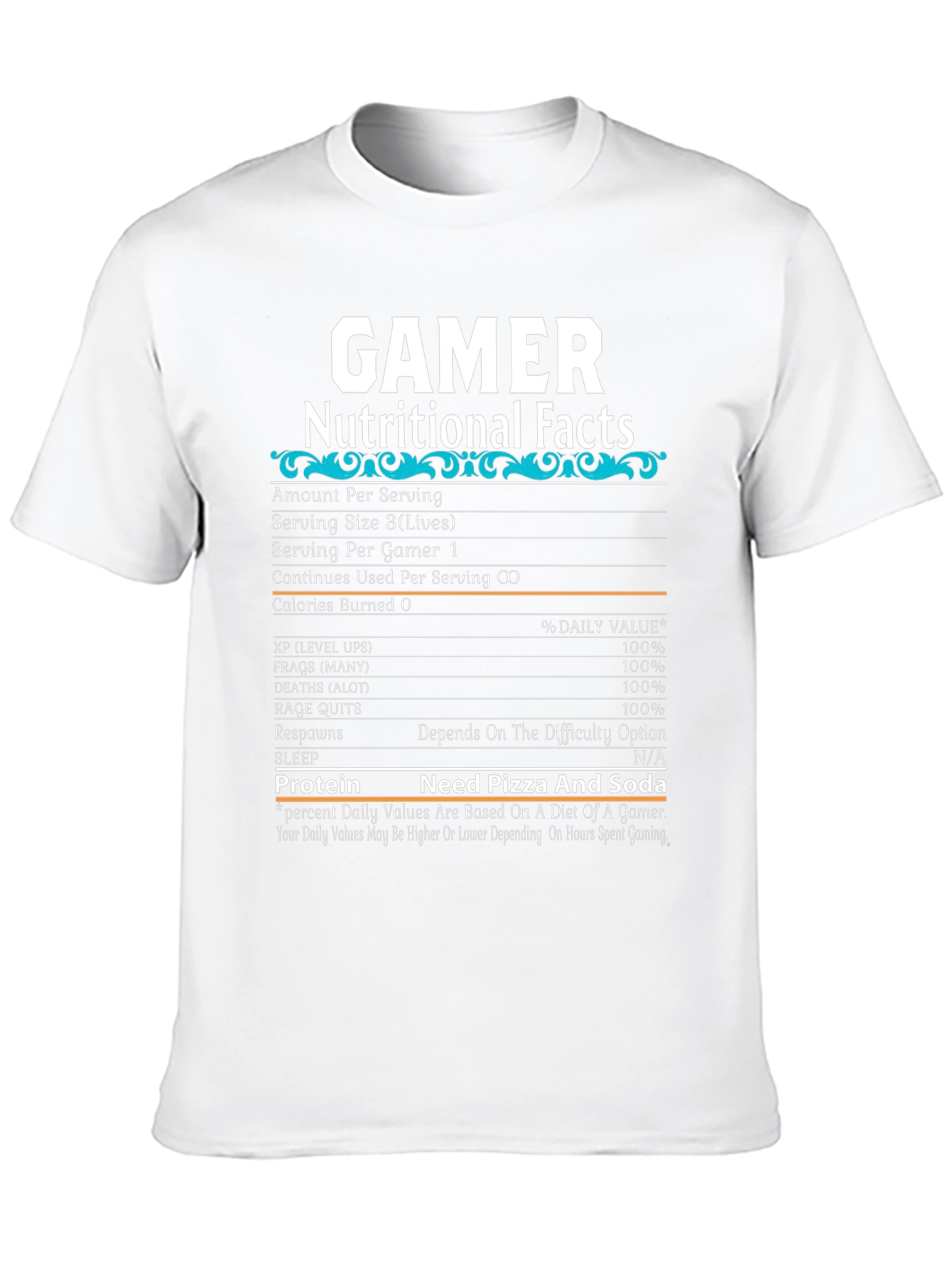 Gamer Nutritional Facts T-Shirt - Funny Gaming Tee
