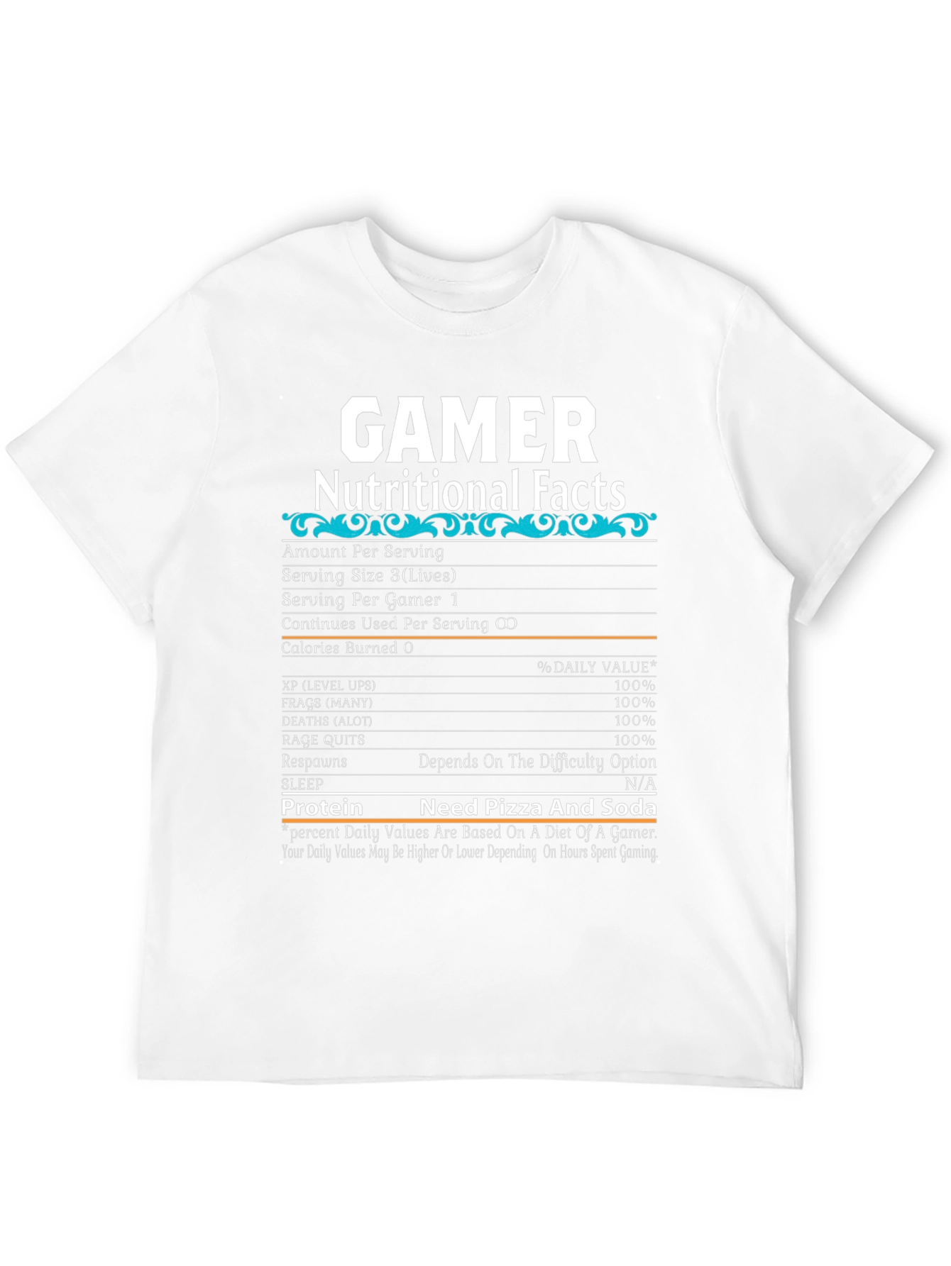 Gamer Nutritional Facts T-Shirt - Funny Gaming Tee
