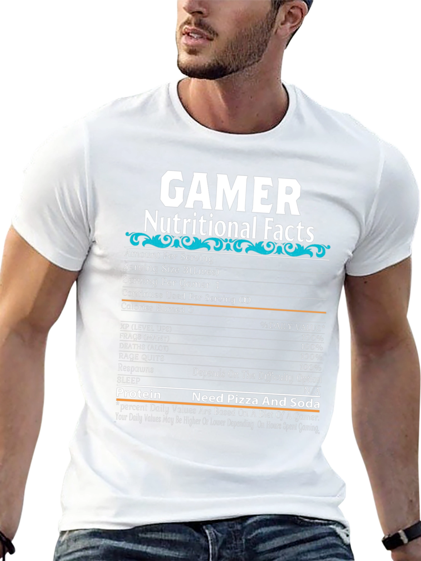 Gamer Nutritional Facts T-Shirt - Funny Gaming Tee