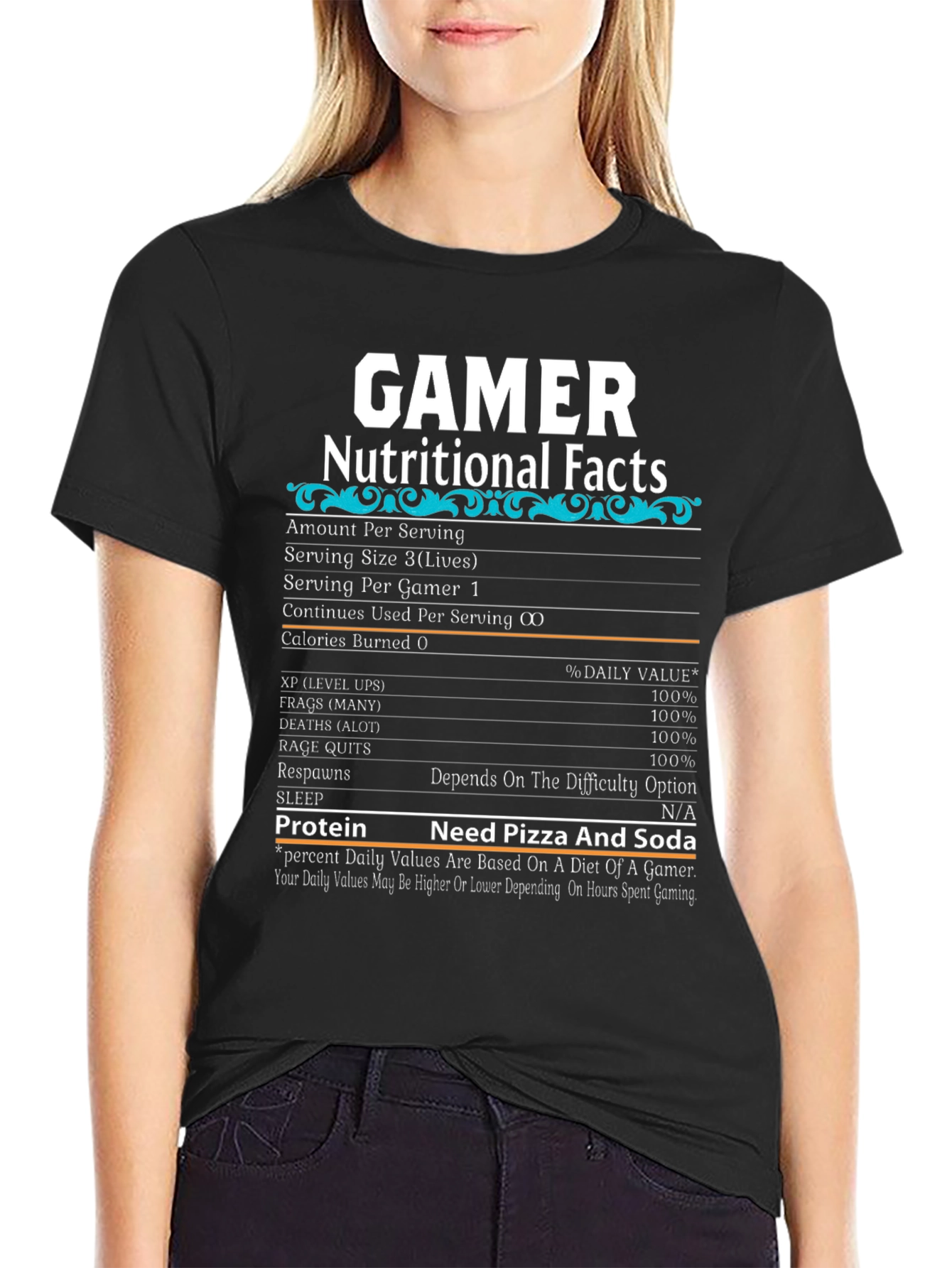 Gamer Nutritional Facts T-Shirt - Funny Gaming Tee