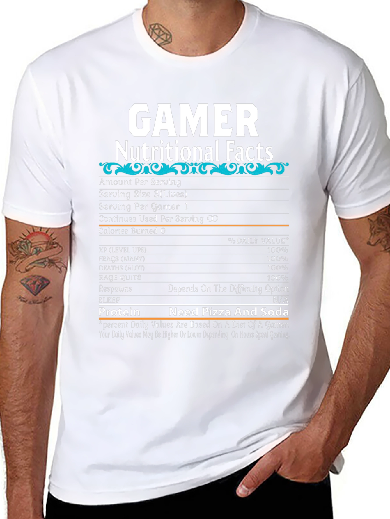 Gamer Nutritional Facts T-Shirt - Funny Gaming Tee