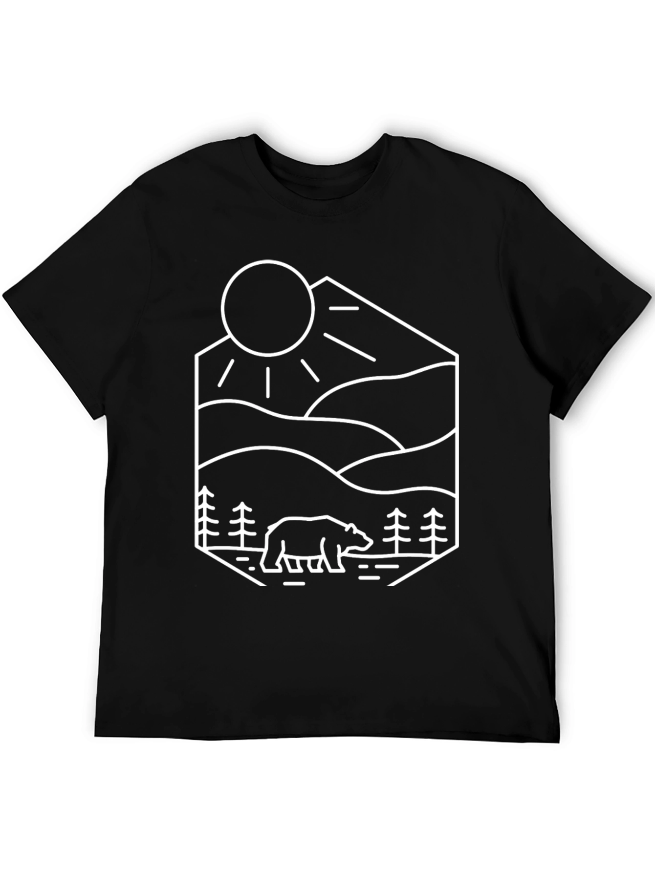 Geometric Bear Mountain Graphic Tee - Black