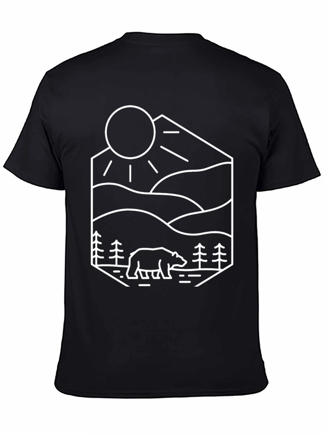 Geometric Bear Mountain Graphic Tee - Black