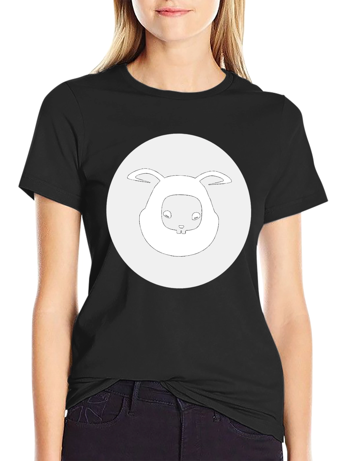 Bunny Graphic Black T-Shirt - Casual Comfort