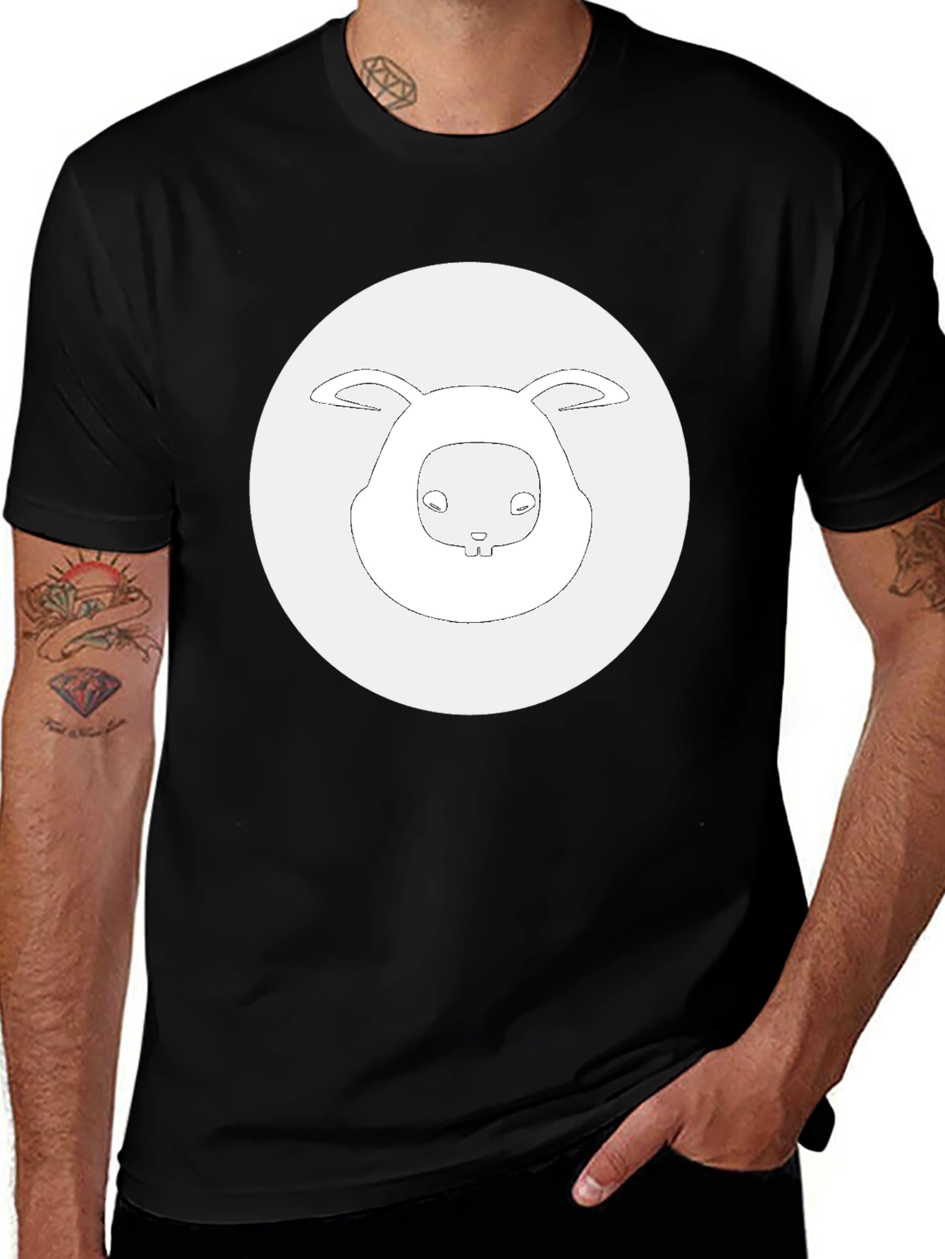 Bunny Graphic Black T-Shirt - Casual Comfort