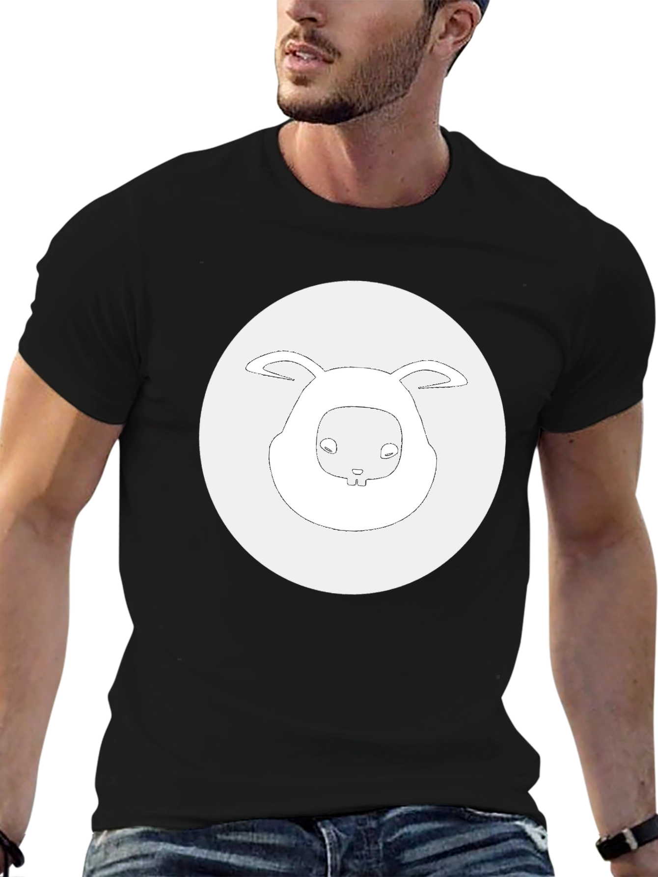 Bunny Graphic Black T-Shirt - Casual Comfort