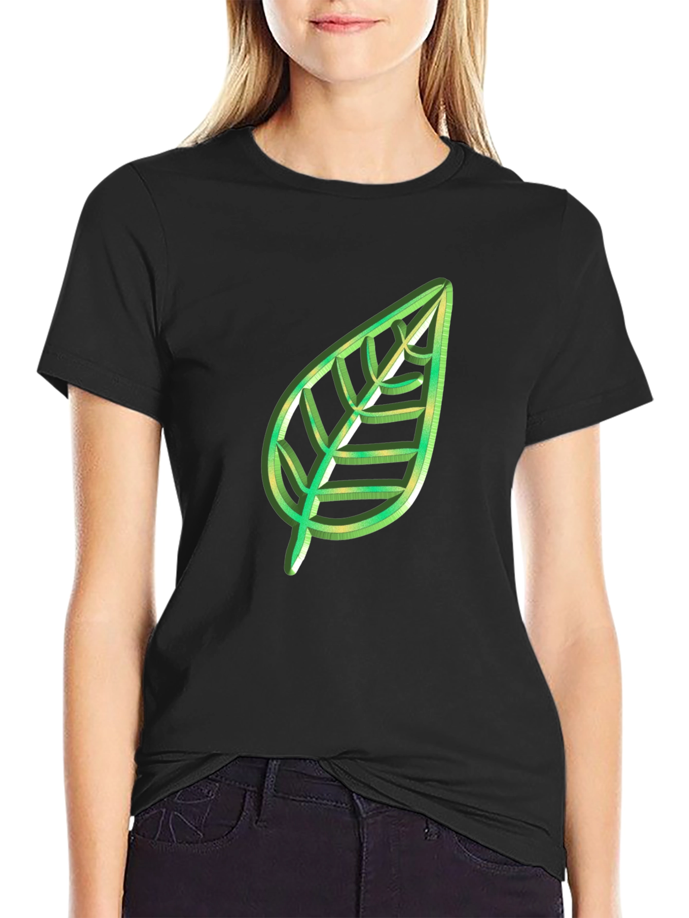 Leaf Graphic Black T-Shirt - Nature Lovers Tee
