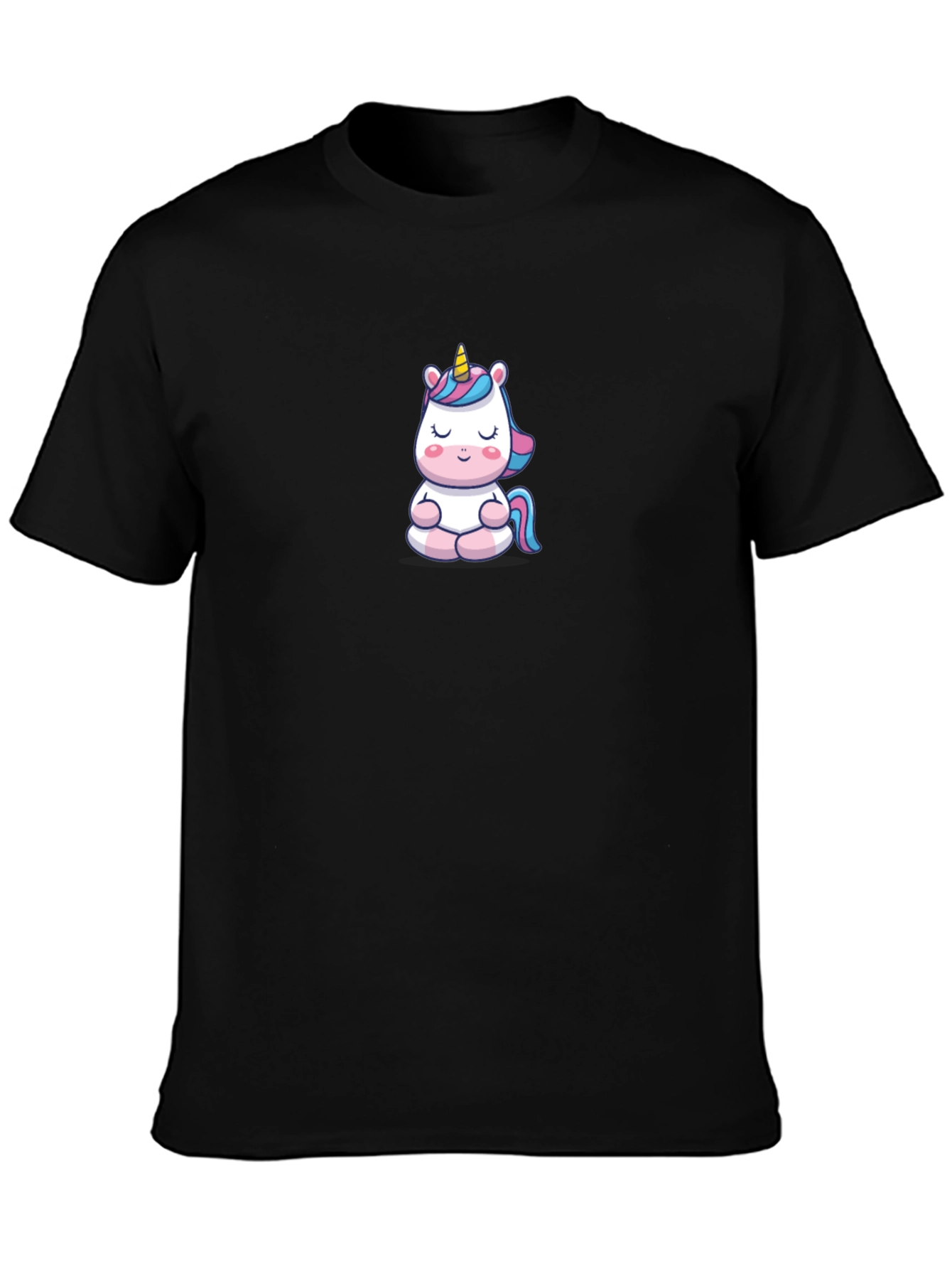 Meditating Unicorn Black T-shirt