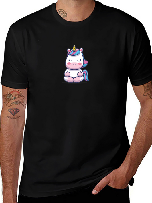 Meditating Unicorn Black T-shirt