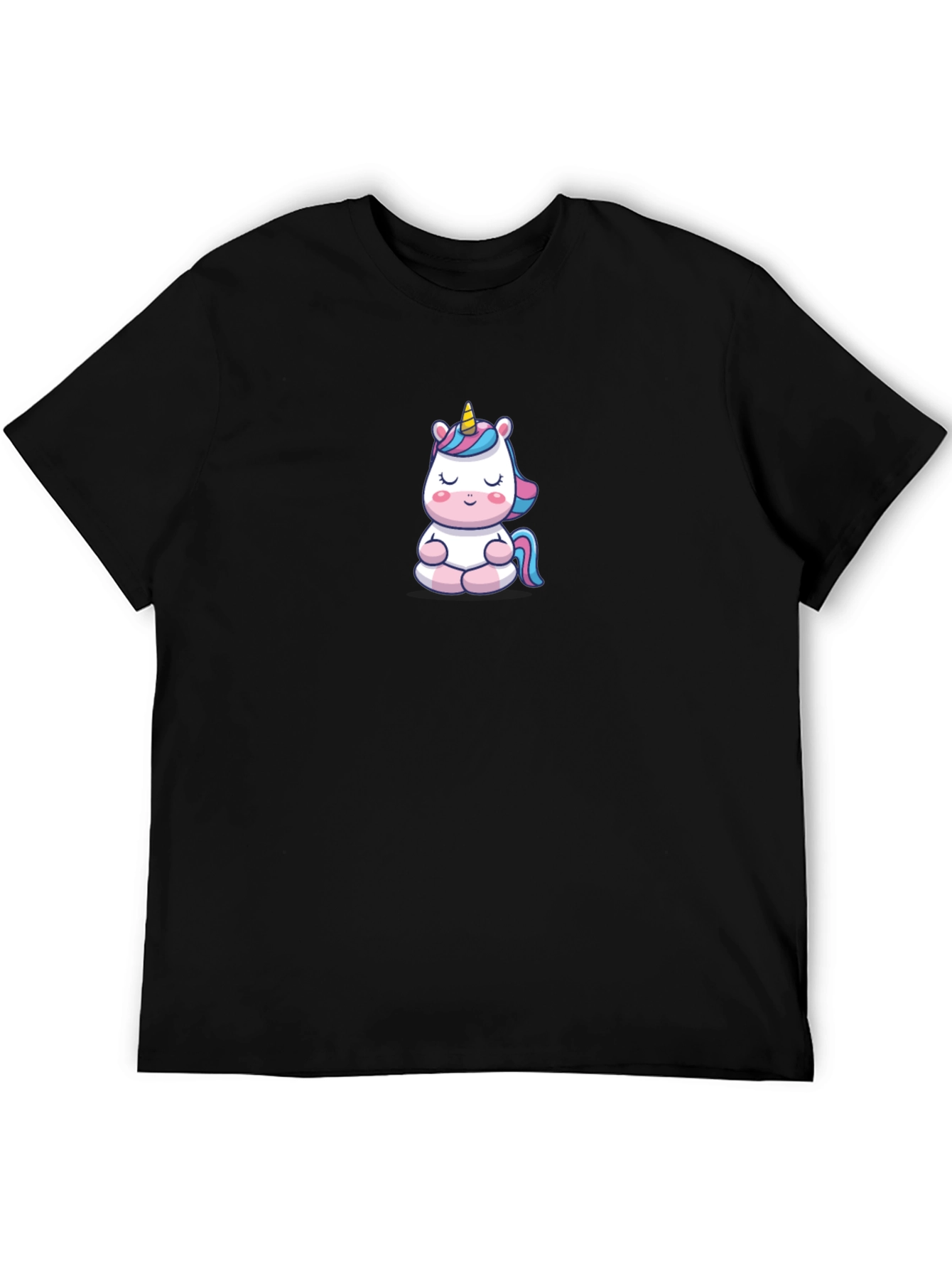 Meditating Unicorn Black T-shirt