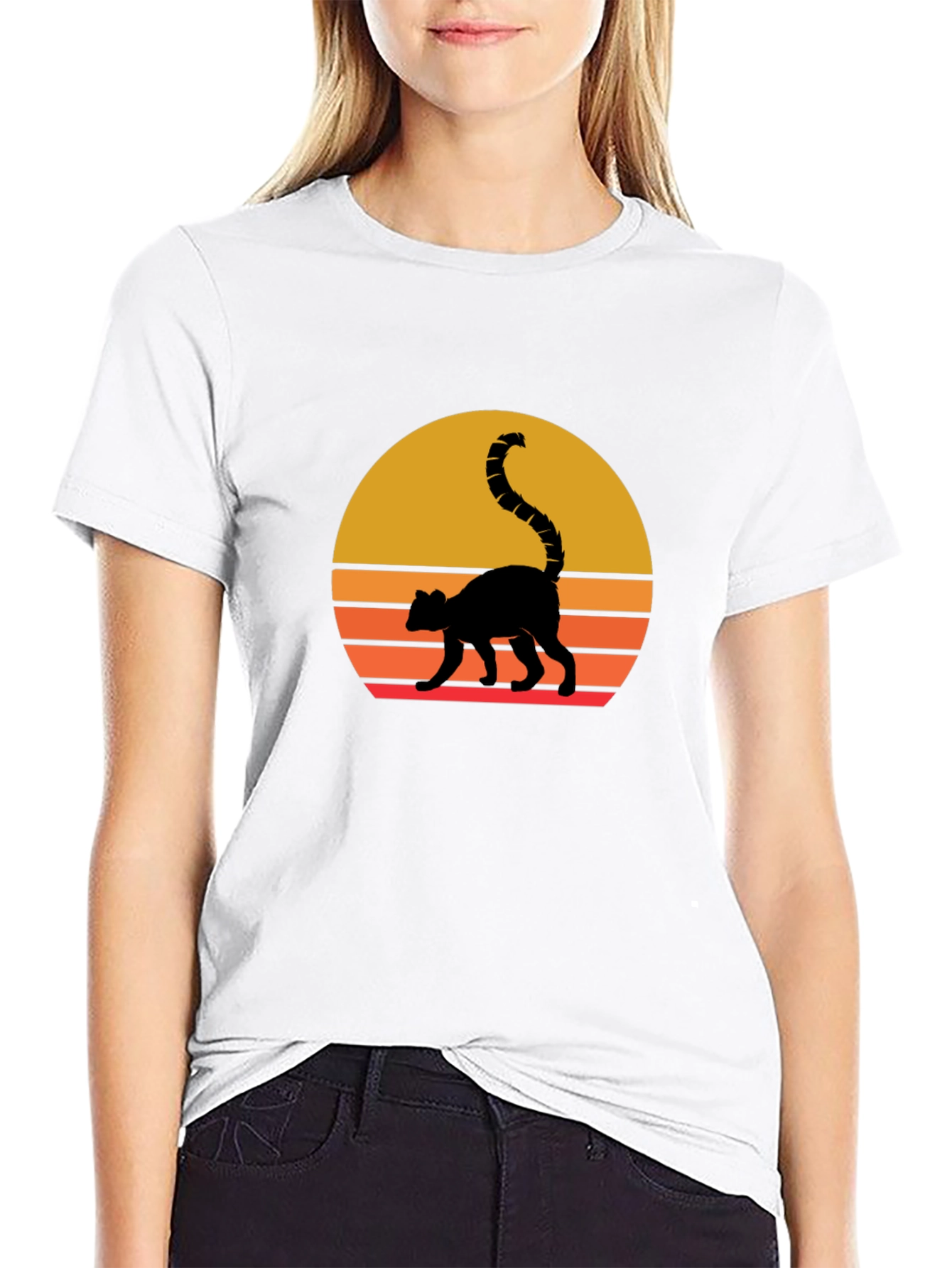 Retro Sunset Lemur Graphic T-Shirt