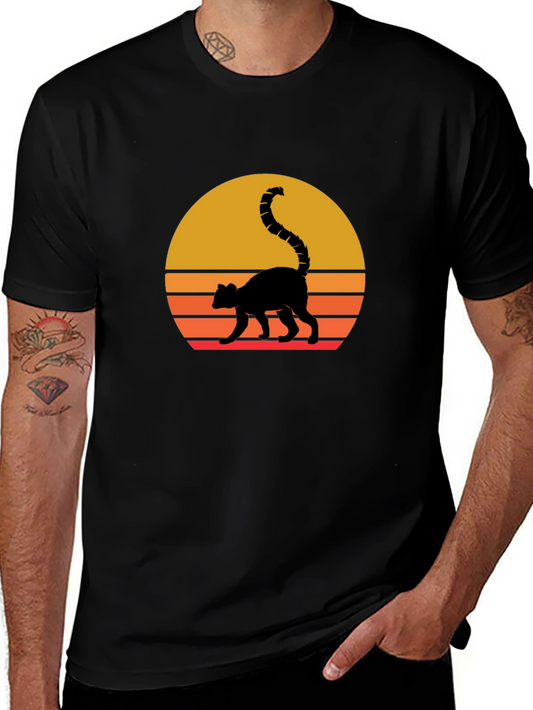 Retro Sunset Lemur Graphic T-Shirt