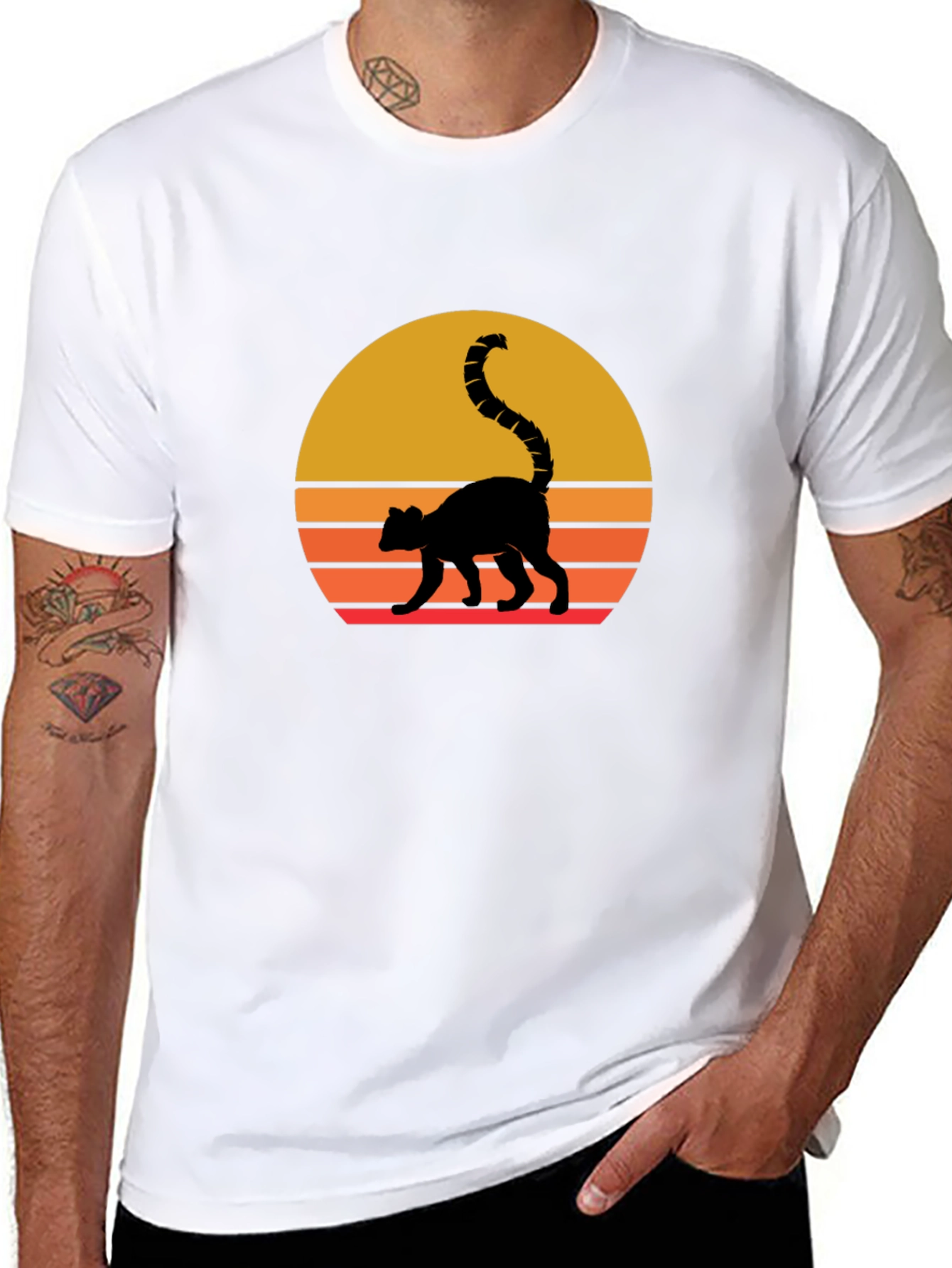 Retro Sunset Lemur Graphic T-Shirt