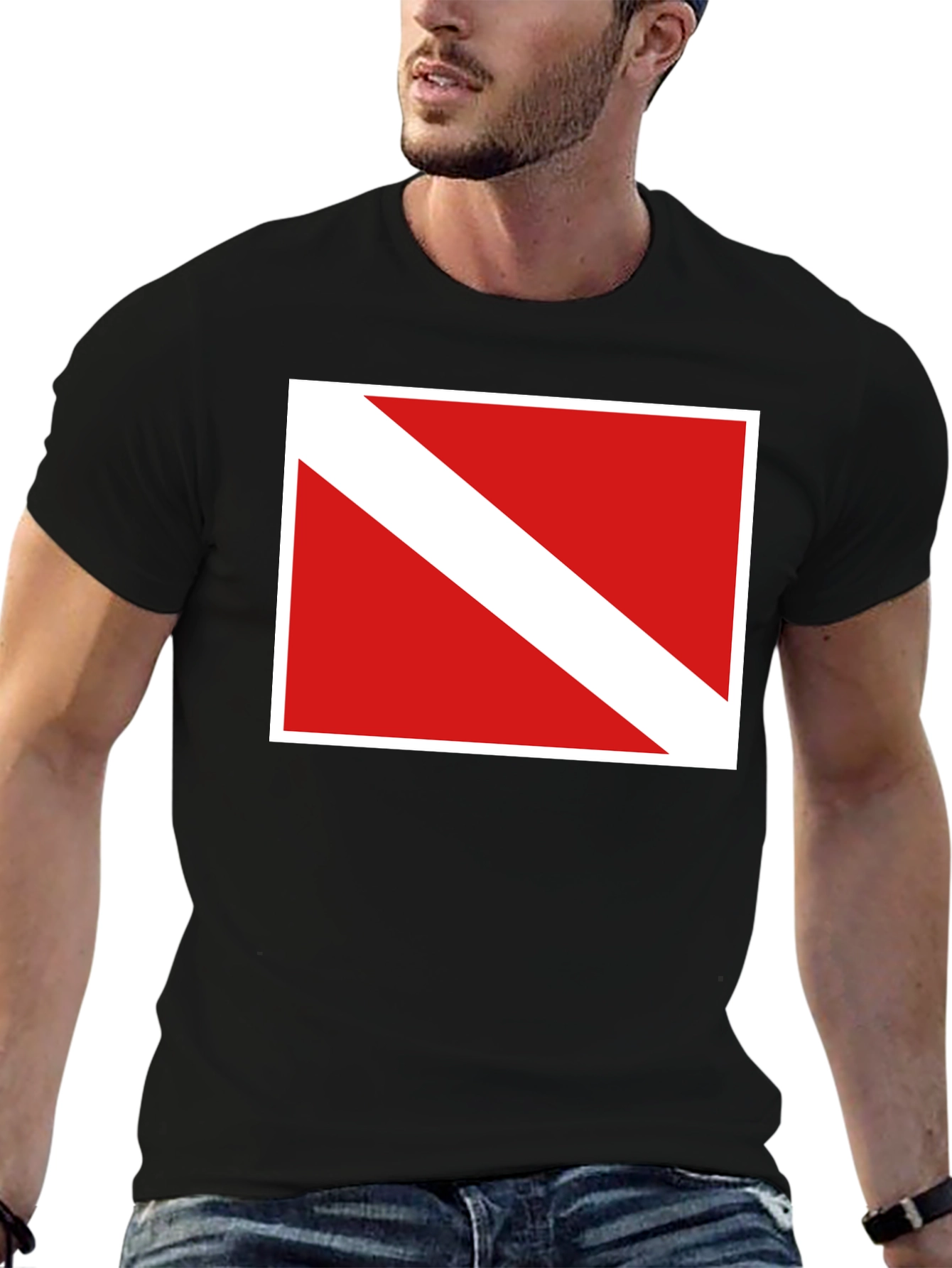 Diver Down Flag Graphic Tee - Black