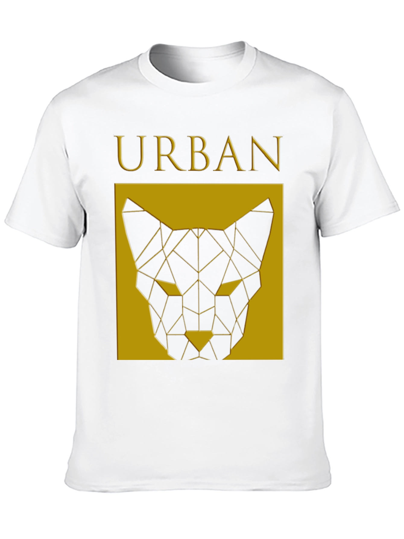 Urban Geometric Cat Graphic Black T-Shirt