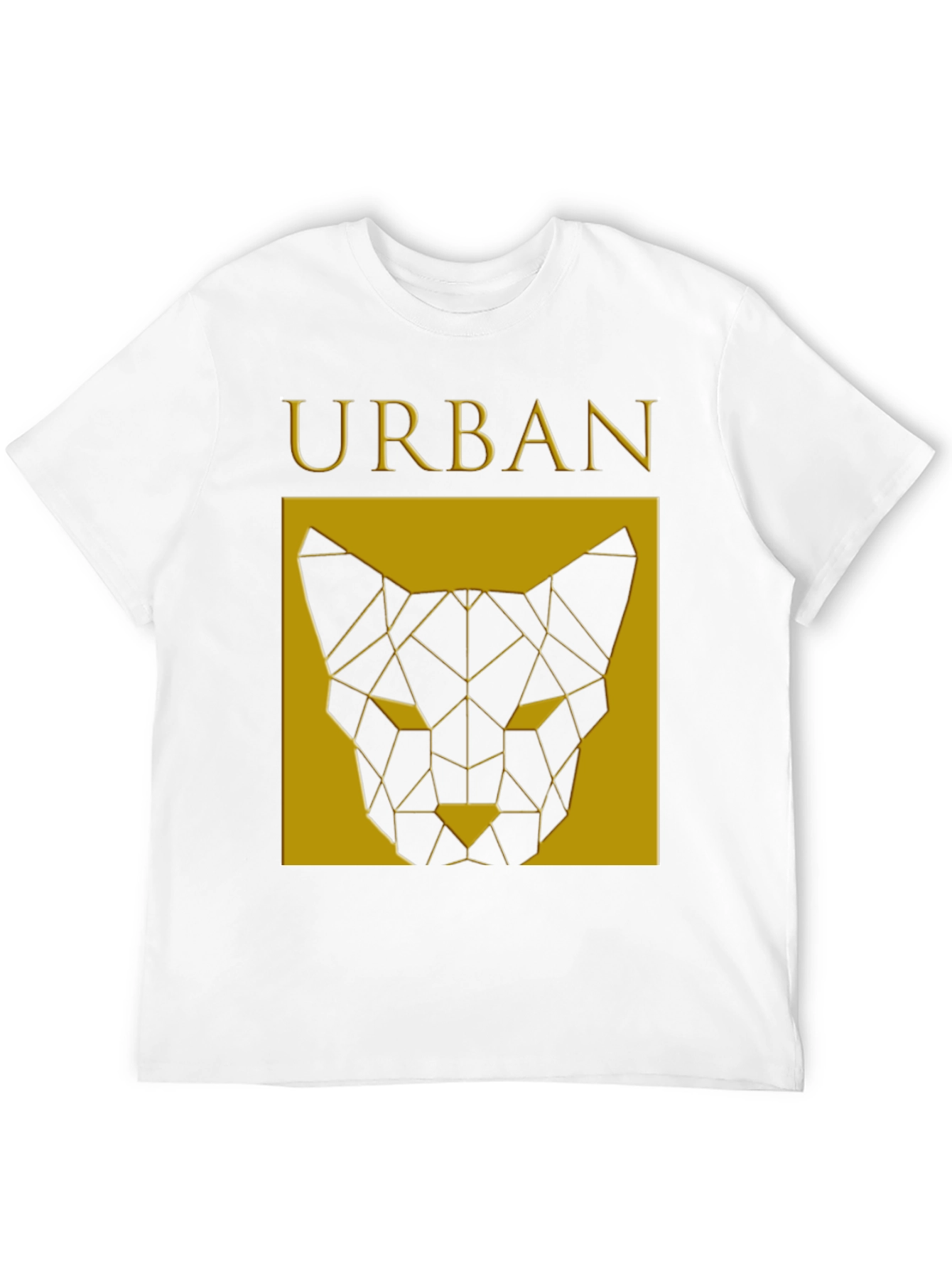 Urban Geometric Cat Graphic Black T-Shirt