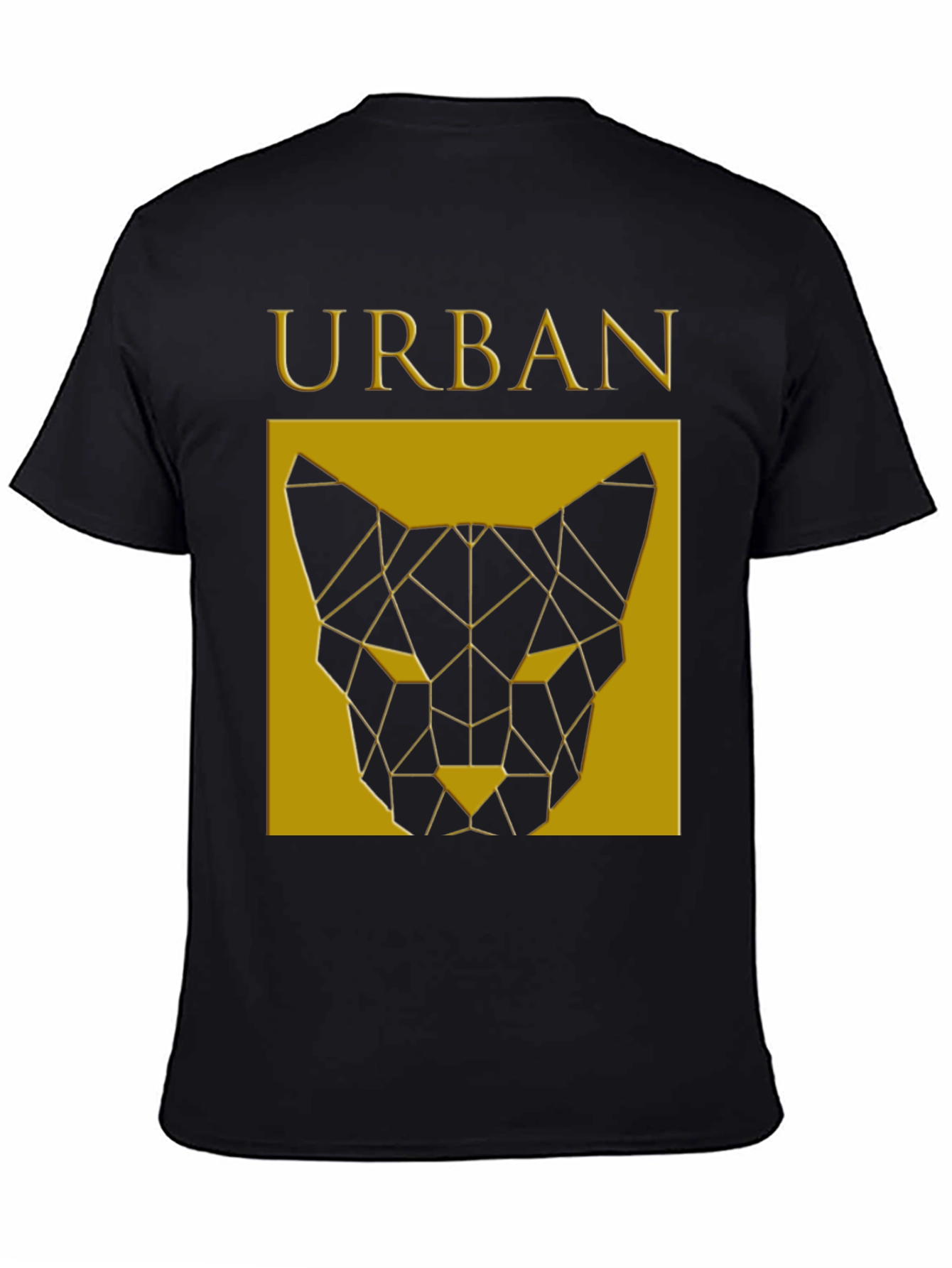 Urban Geometric Cat Graphic Black T-Shirt
