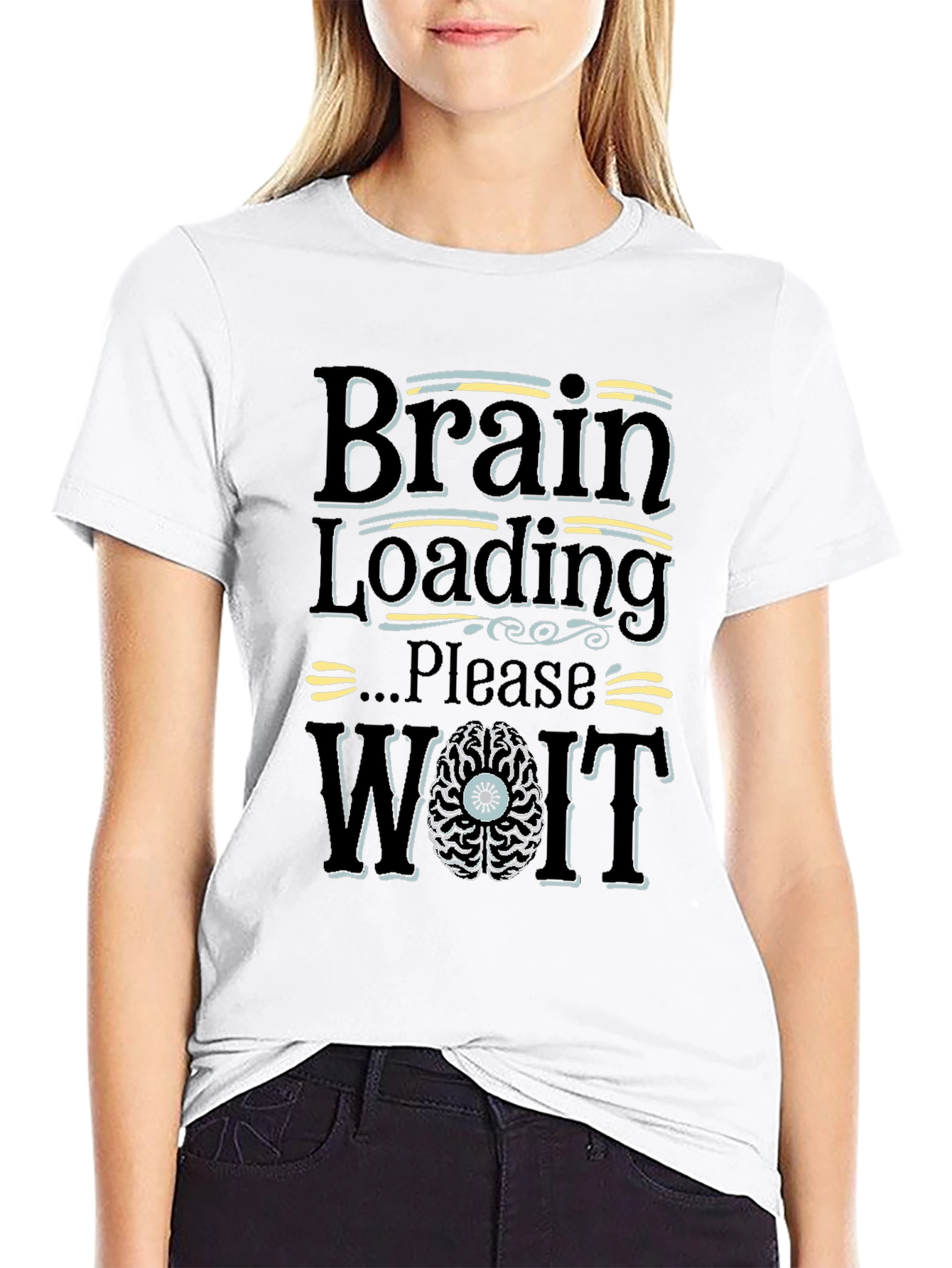 Brain Loading Please Wait Graphic Novelty T-Shirt