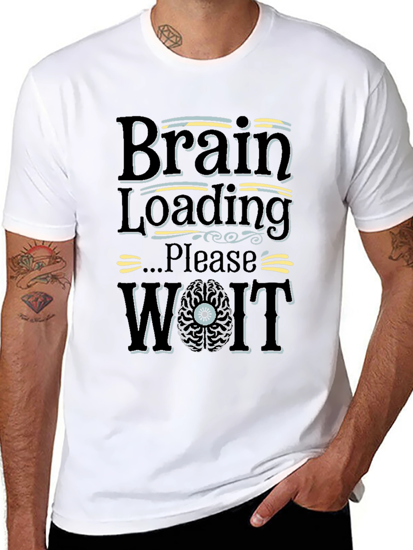 Brain Loading Please Wait Graphic Novelty T-Shirt