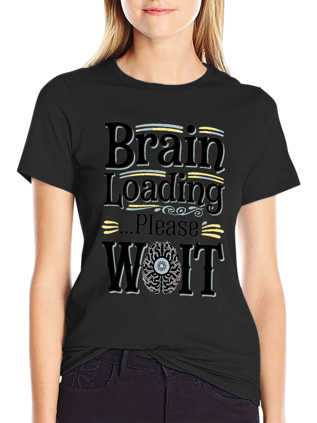 Brain Loading Please Wait Graphic Novelty T-Shirt